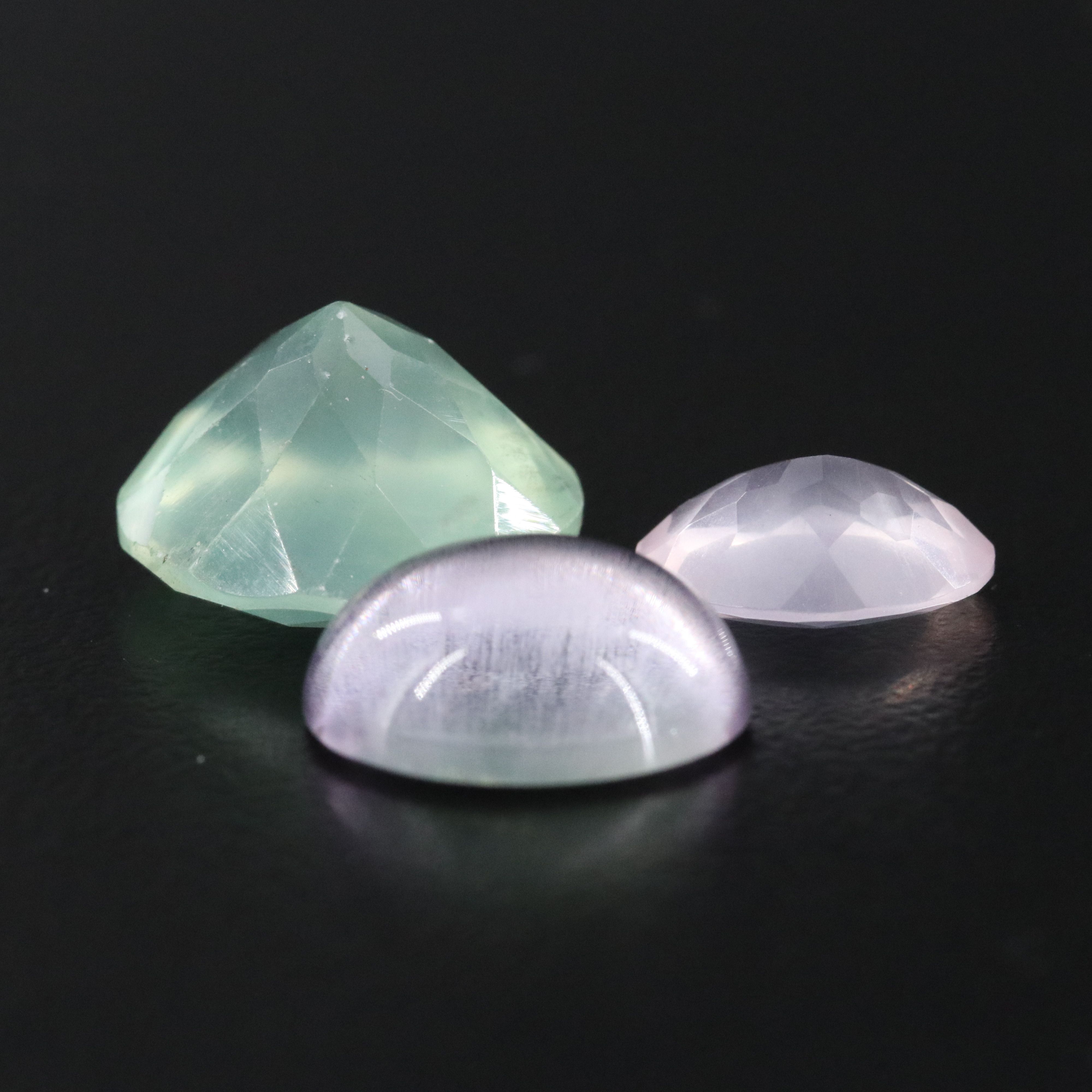 Loose 38.07 CTW Mixed Gemstone Lot with Rose Quartz, Prasiolite and Smoky Quartz