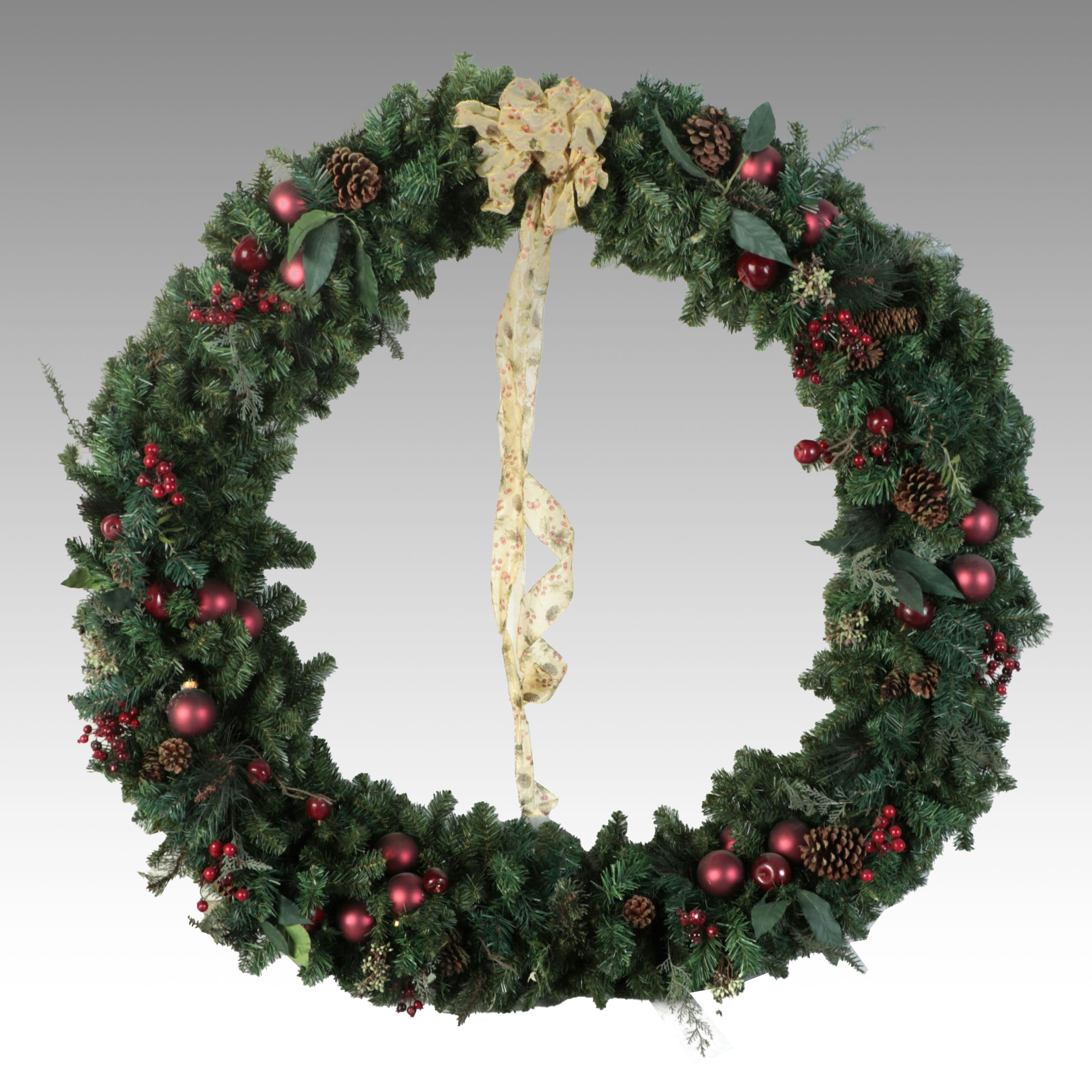 Artificial Pine and Ornament Embellished Large Wreath