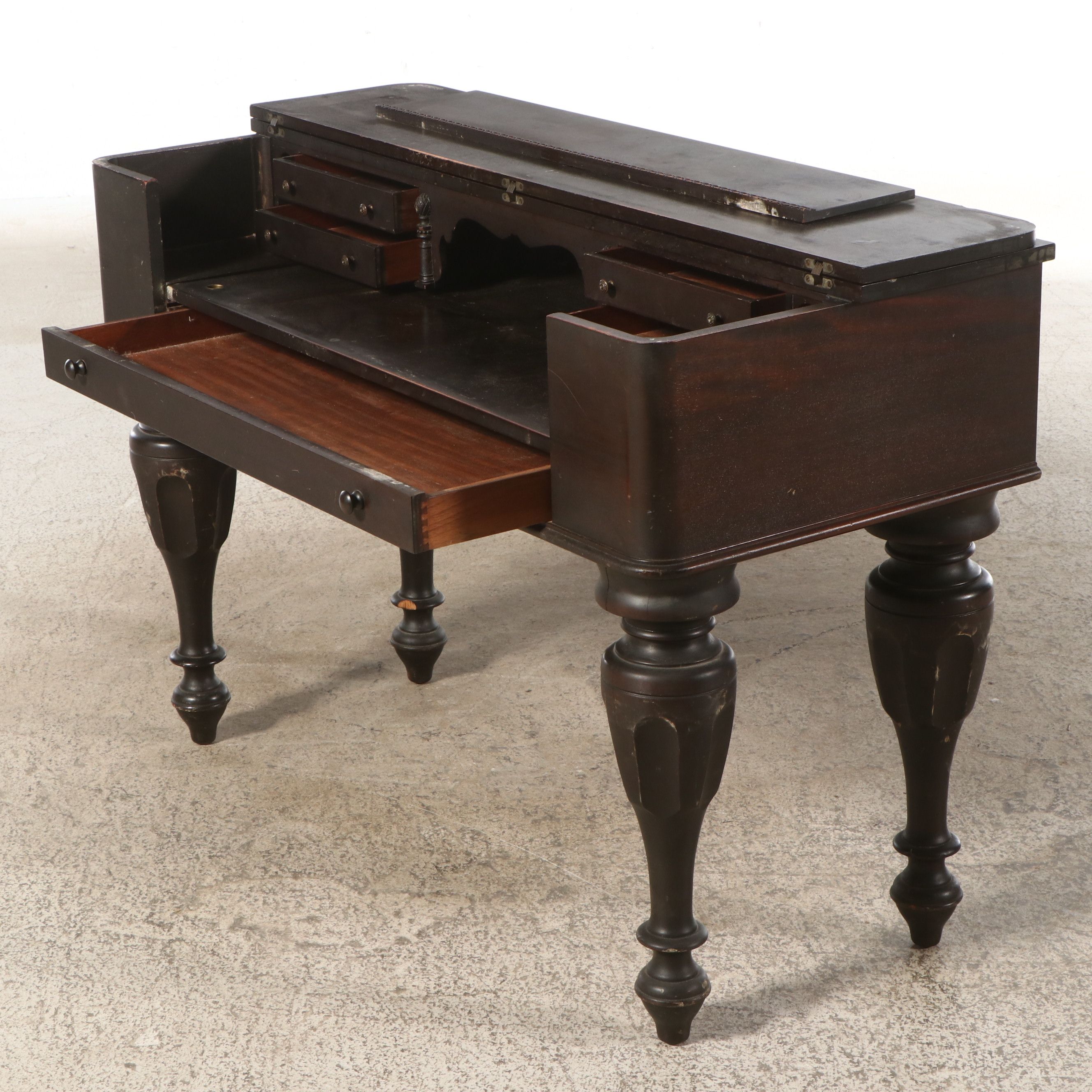 American Empire Style Walnut Finish Spinet Desk, Early 20th Century