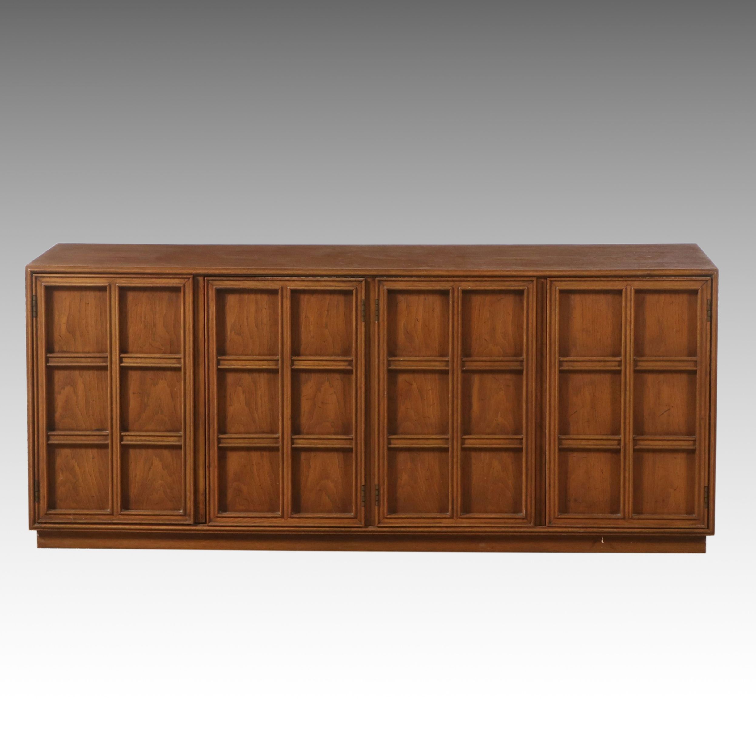 Brutalist Style Walnut Sideboard, Mid-20th Century