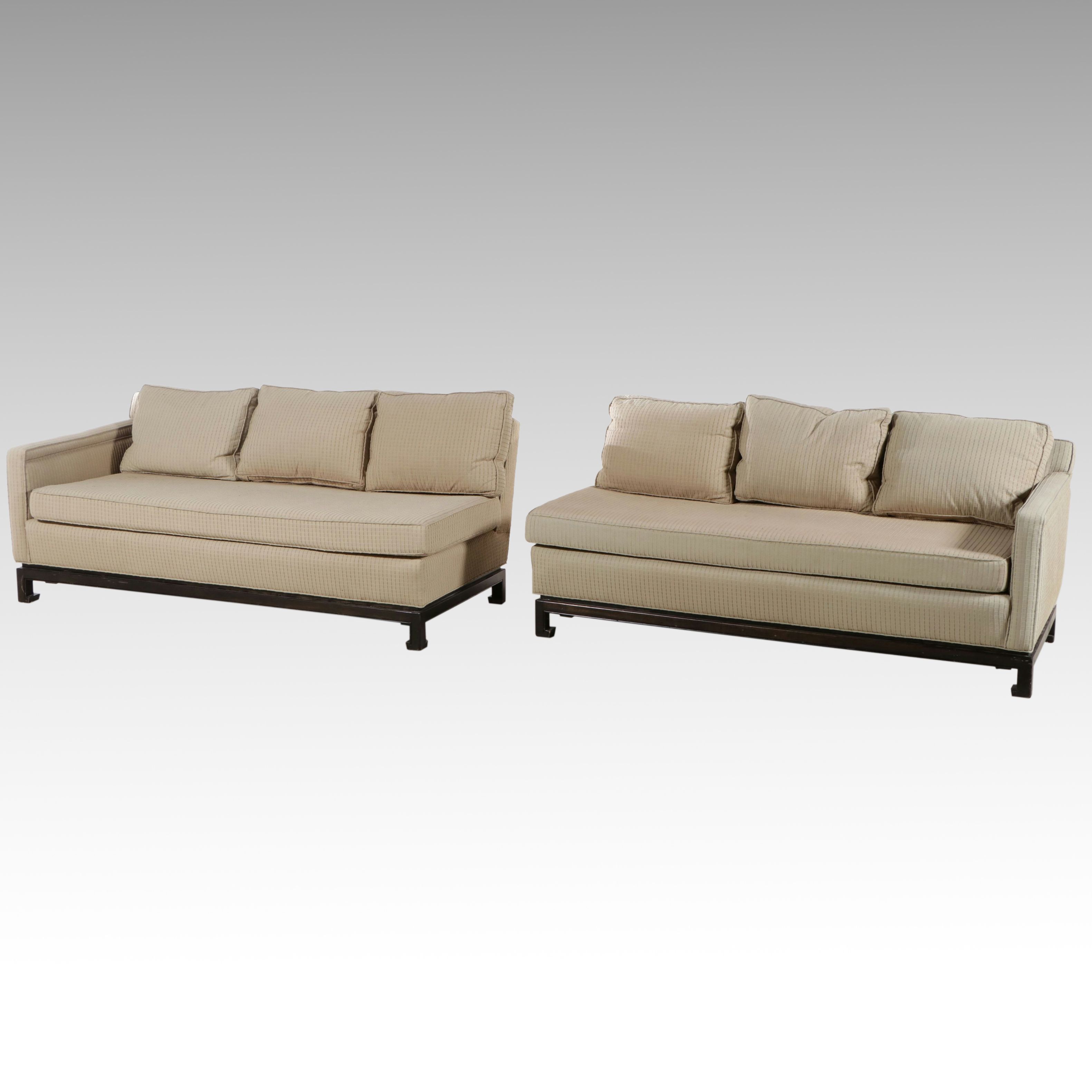 Anglo-Chinese Style Two-Piece Upholstered Sectional Sofa