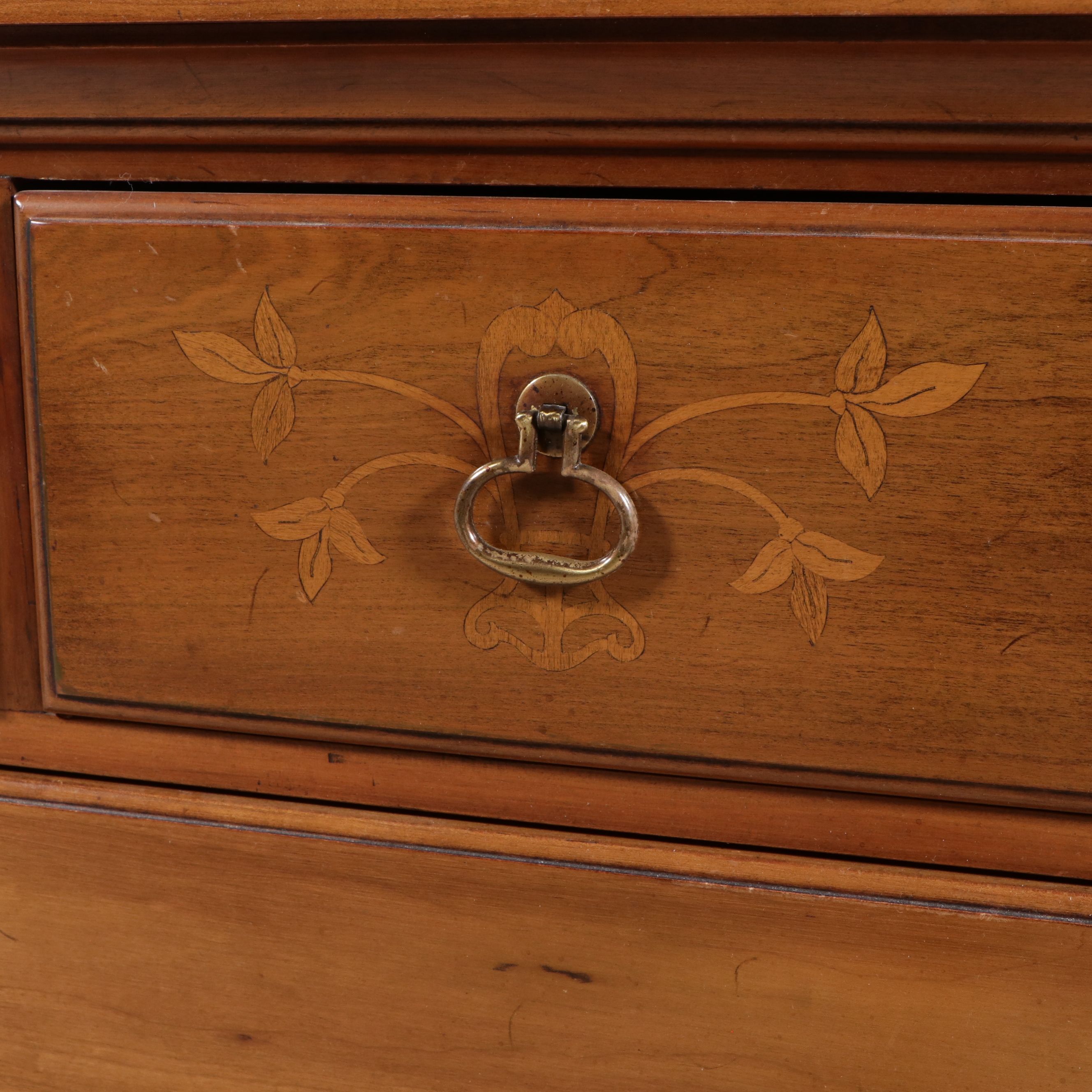 Davis Cabinet Chippendale Style Inlaid Cherry Chest of Drawers