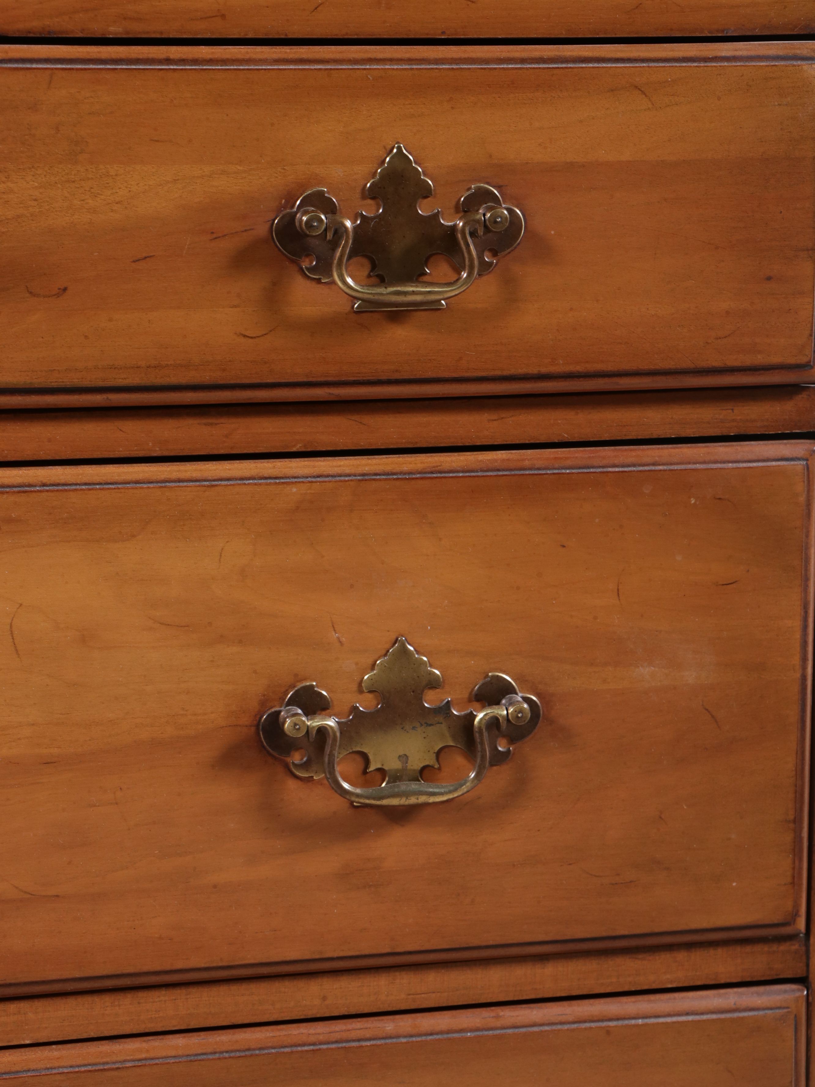 Davis Cabinet Chippendale Style Inlaid Cherry Chest of Drawers