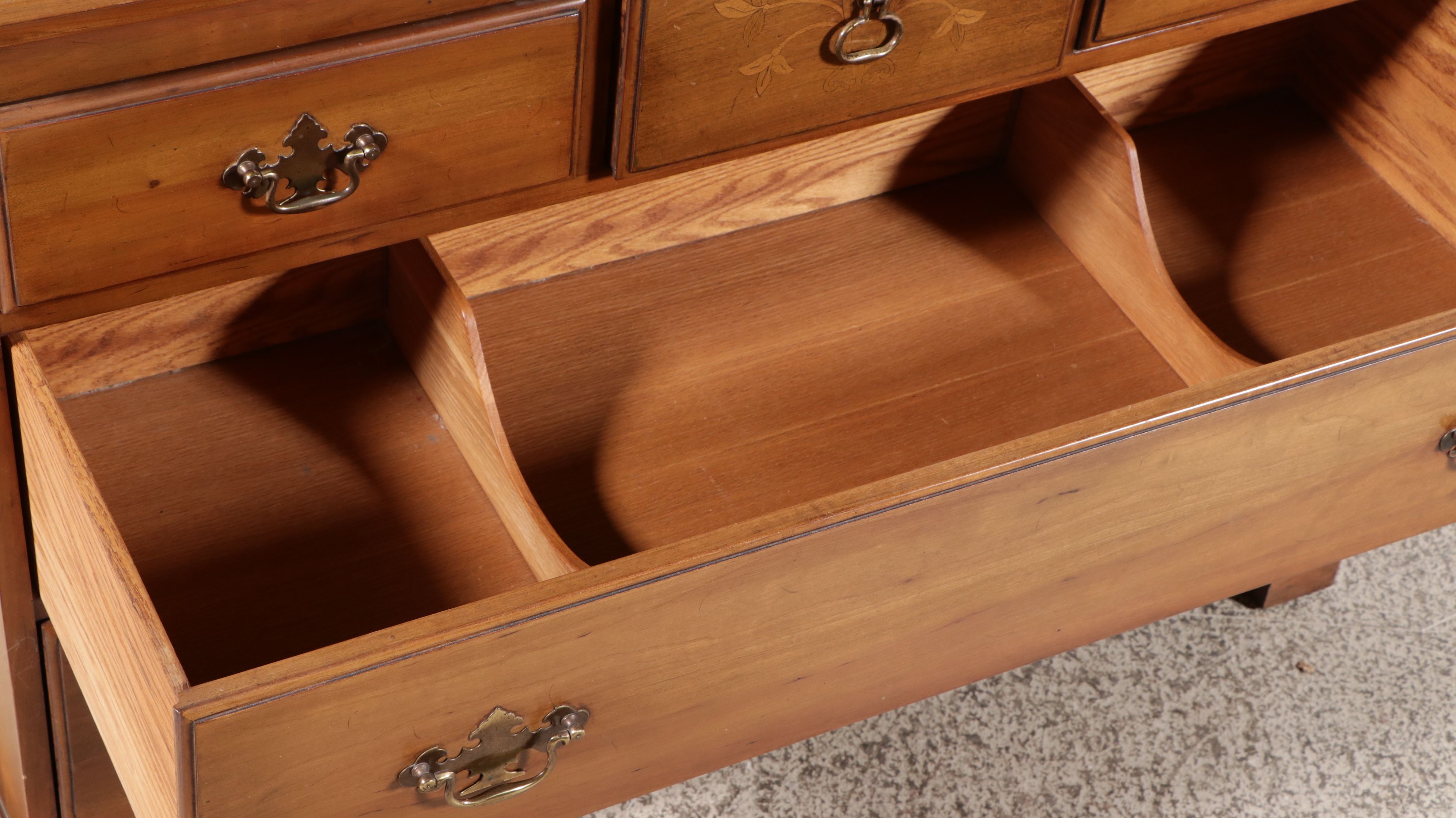 Davis Cabinet Chippendale Style Inlaid Cherry Chest of Drawers