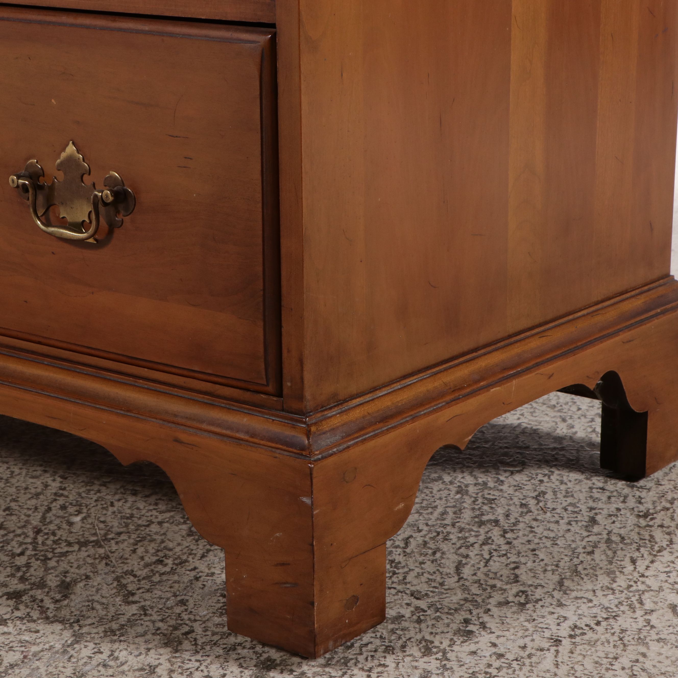 Davis Cabinet Chippendale Style Inlaid Cherry Chest of Drawers
