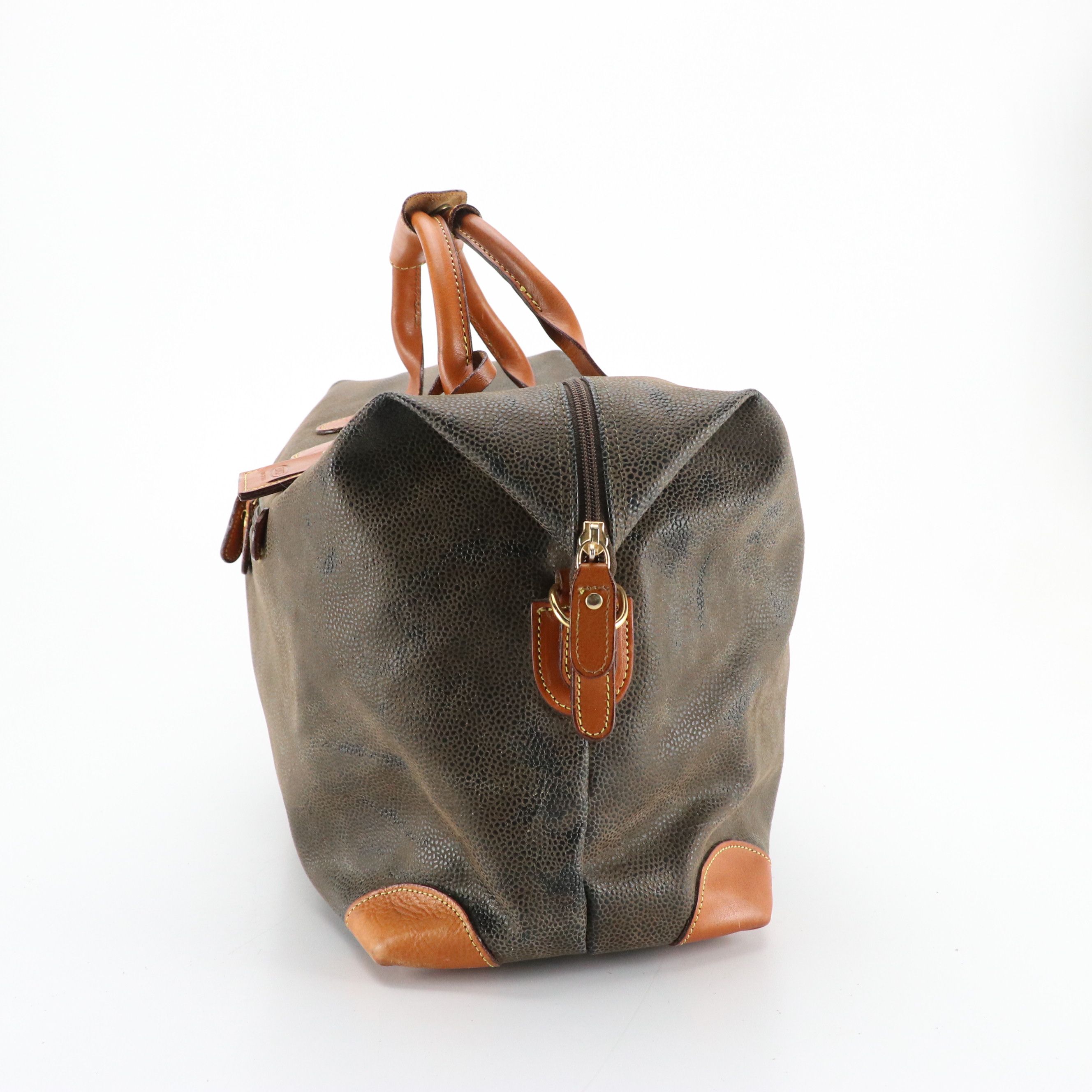 Bric's Life Cargo Duffel Bag in Olive Faux Suede and Leather