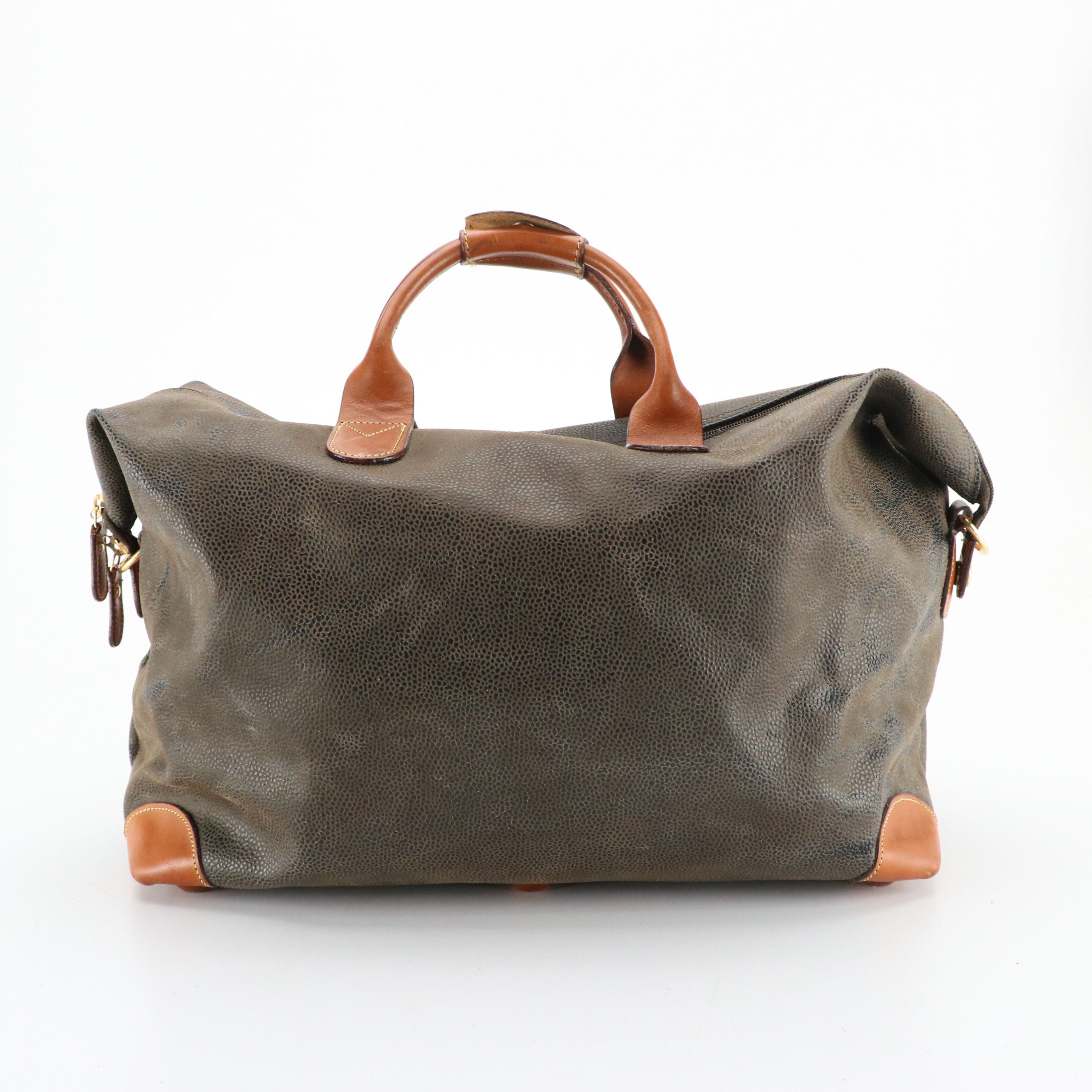 Bric's Life Cargo Duffel Bag in Olive Faux Suede and Leather