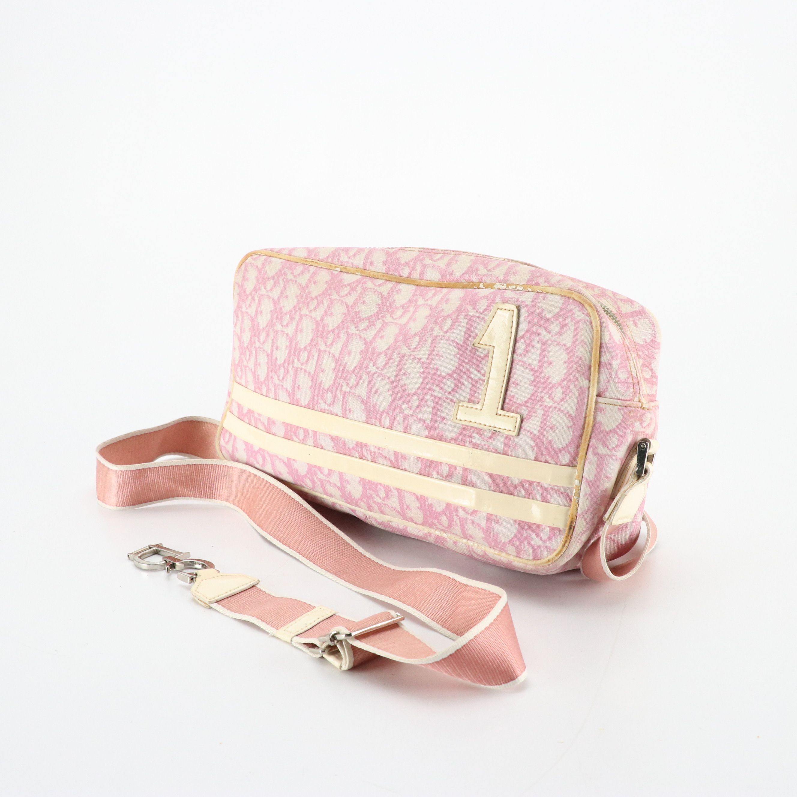 Dior No. 1 Crossbody Bag in Pink Trotter Canvas and Patent Leather