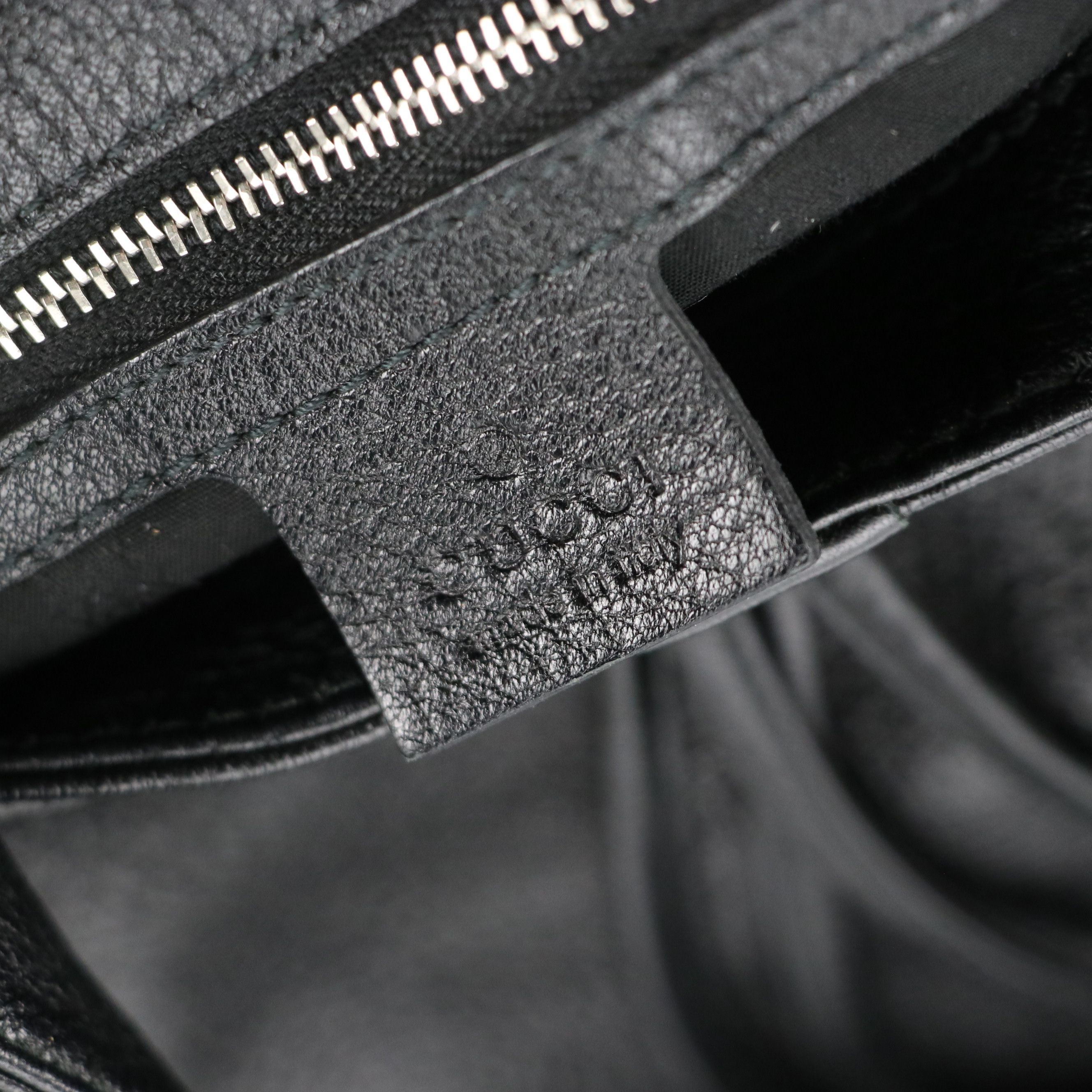 Gucci Bamboo Accented Jungle Flap Hobo Crossbody Bag in Black Grained Calfskin