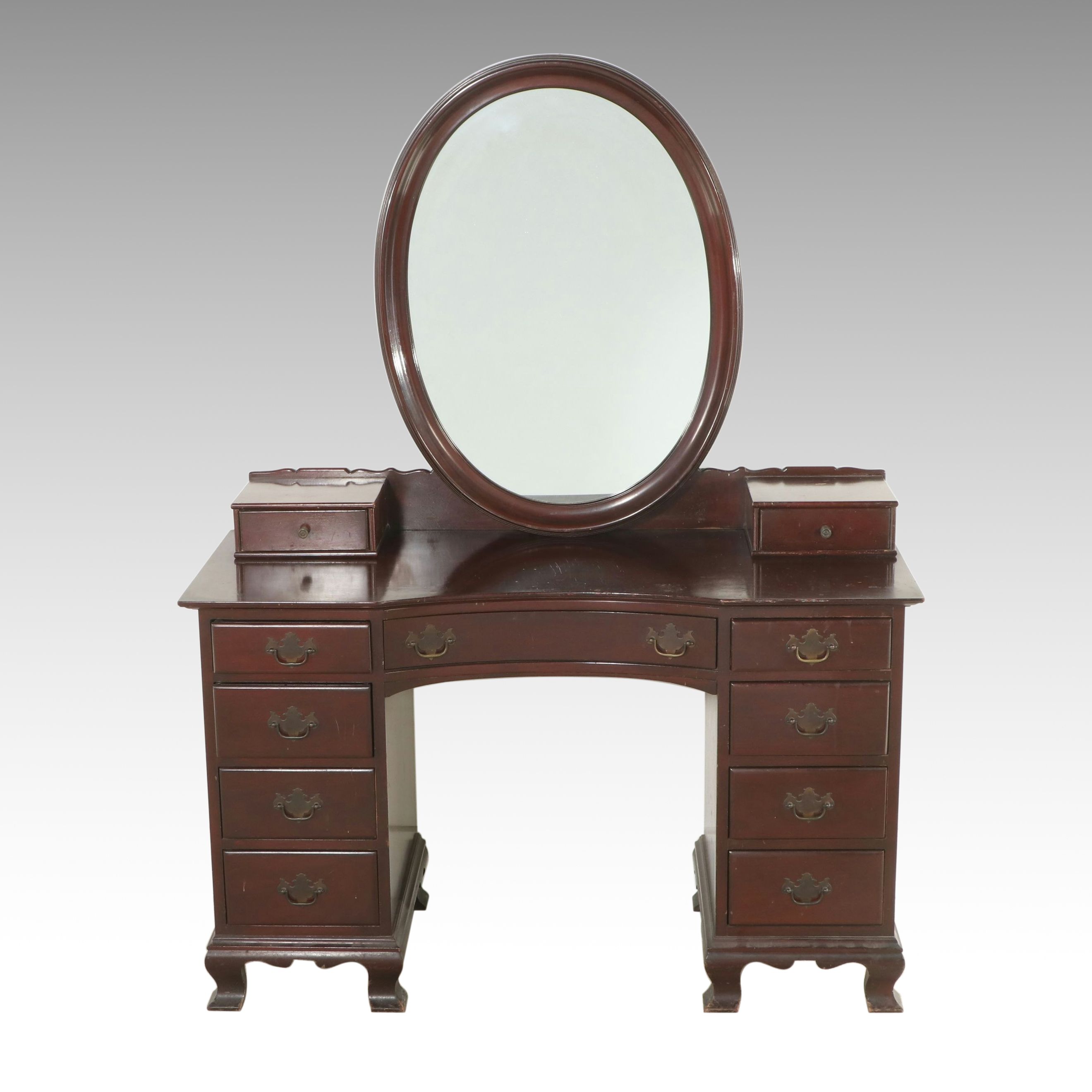 Georgian Style Mahogany Vanity Table with Mirror, Early 20th Century