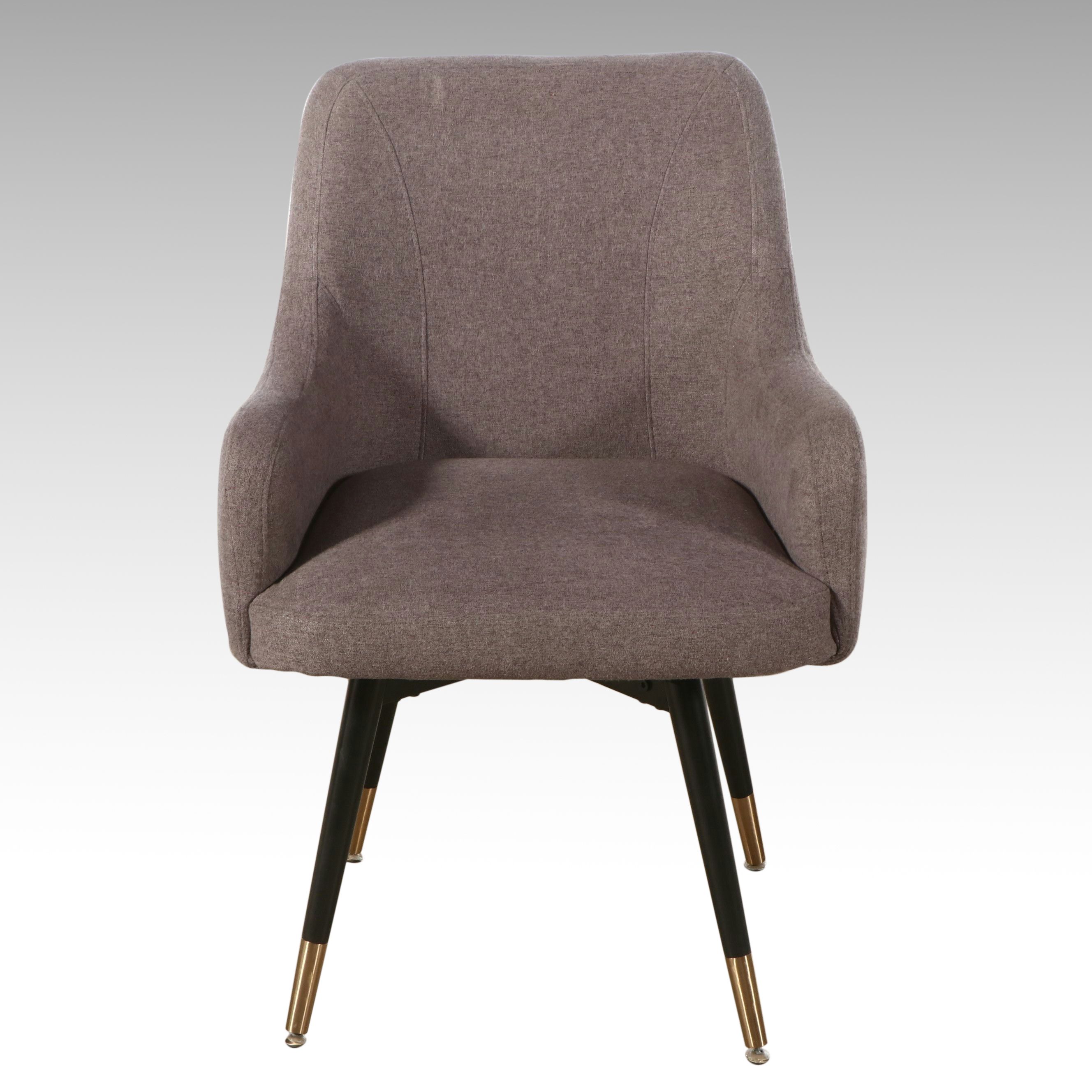 Contemporary Mid Century Modern Style Upholstered Swivel Chair with Metal Legs