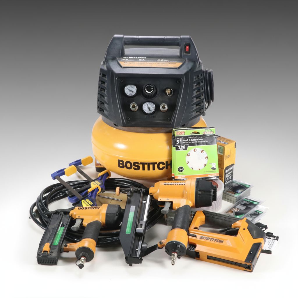 Bostitch Compressor with Nail Guns and Accessories