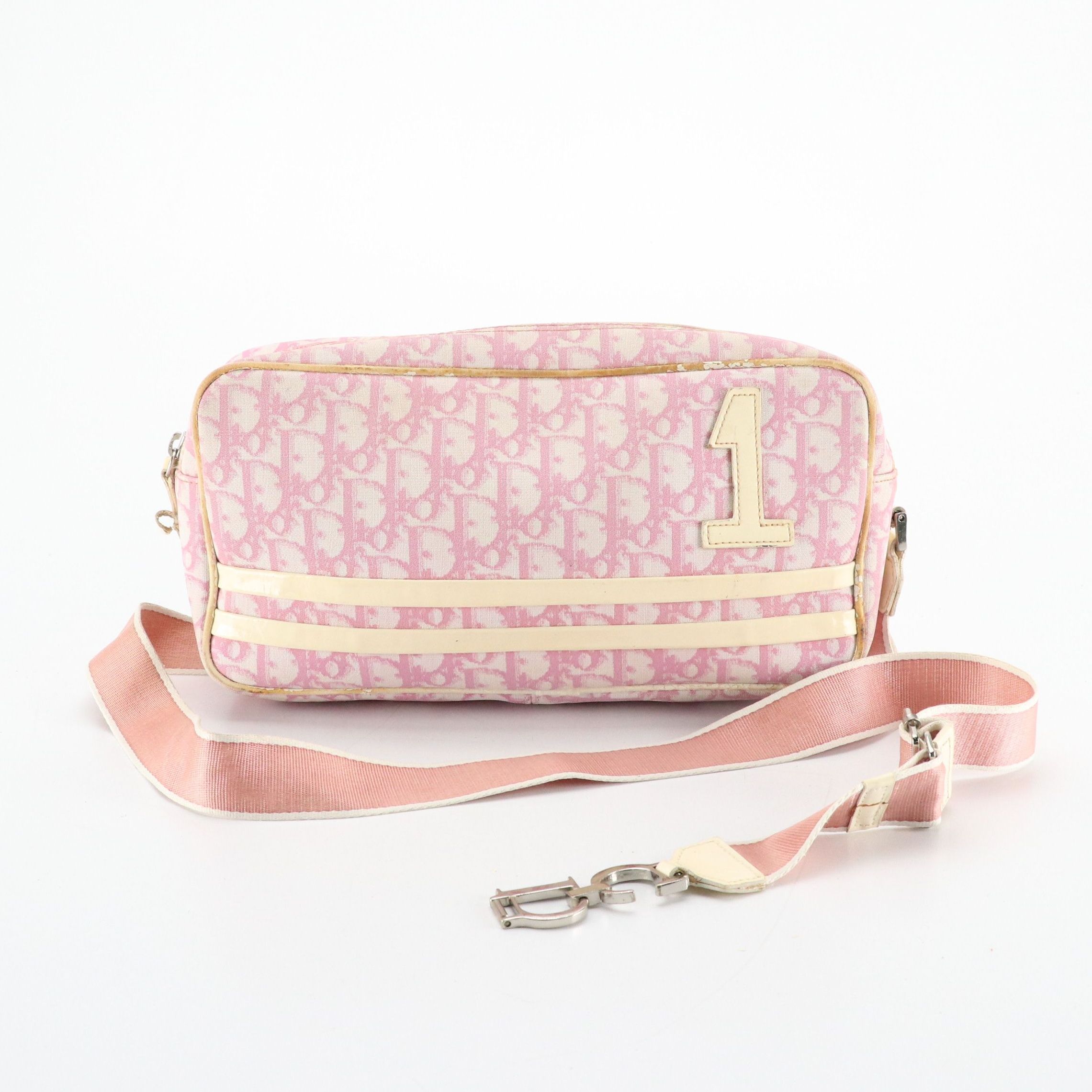Dior No. 1 Crossbody Bag in Pink Trotter Canvas and Patent Leather