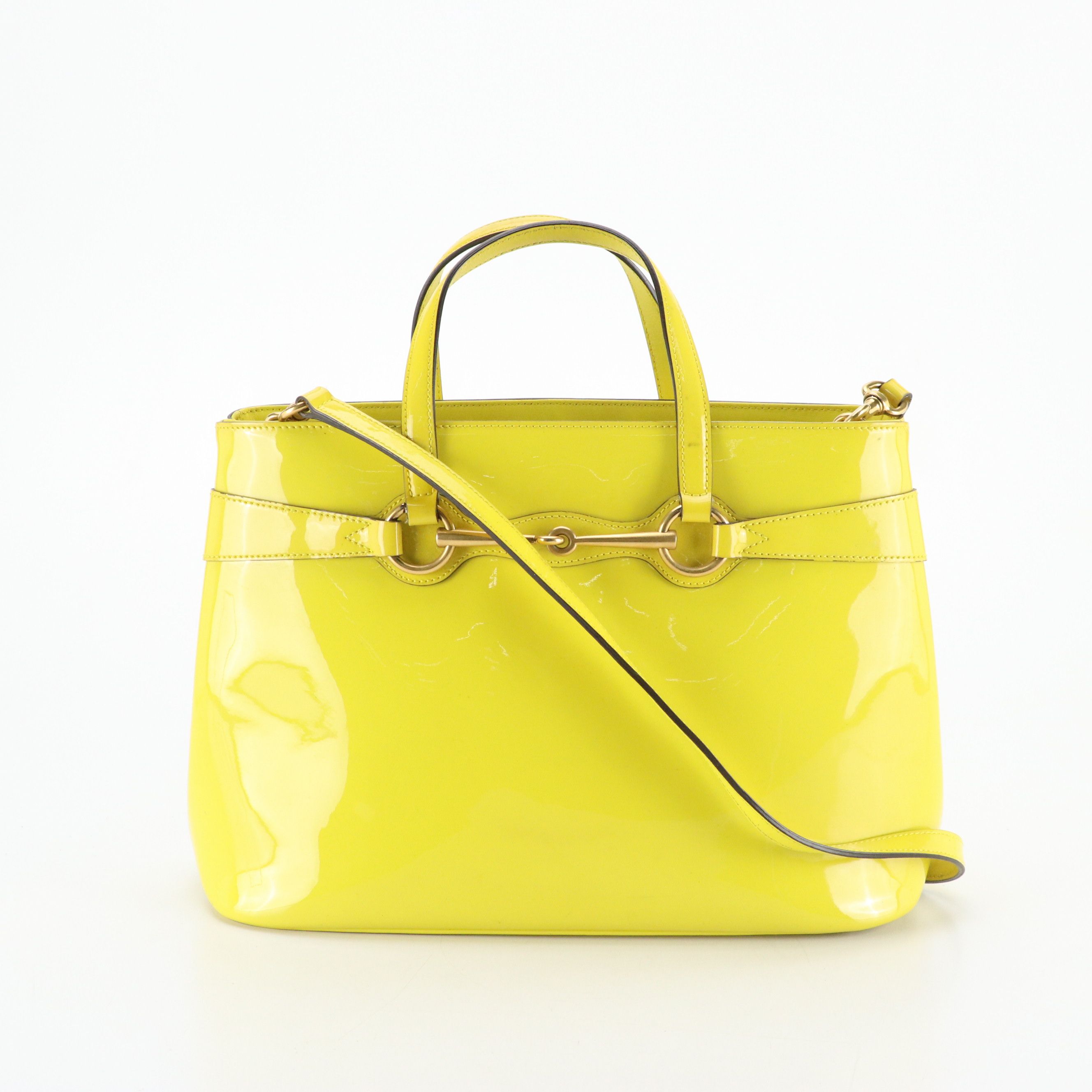 Gucci Horsebit Bright Bit Two-Way Shoulder Bag in Patent Leather