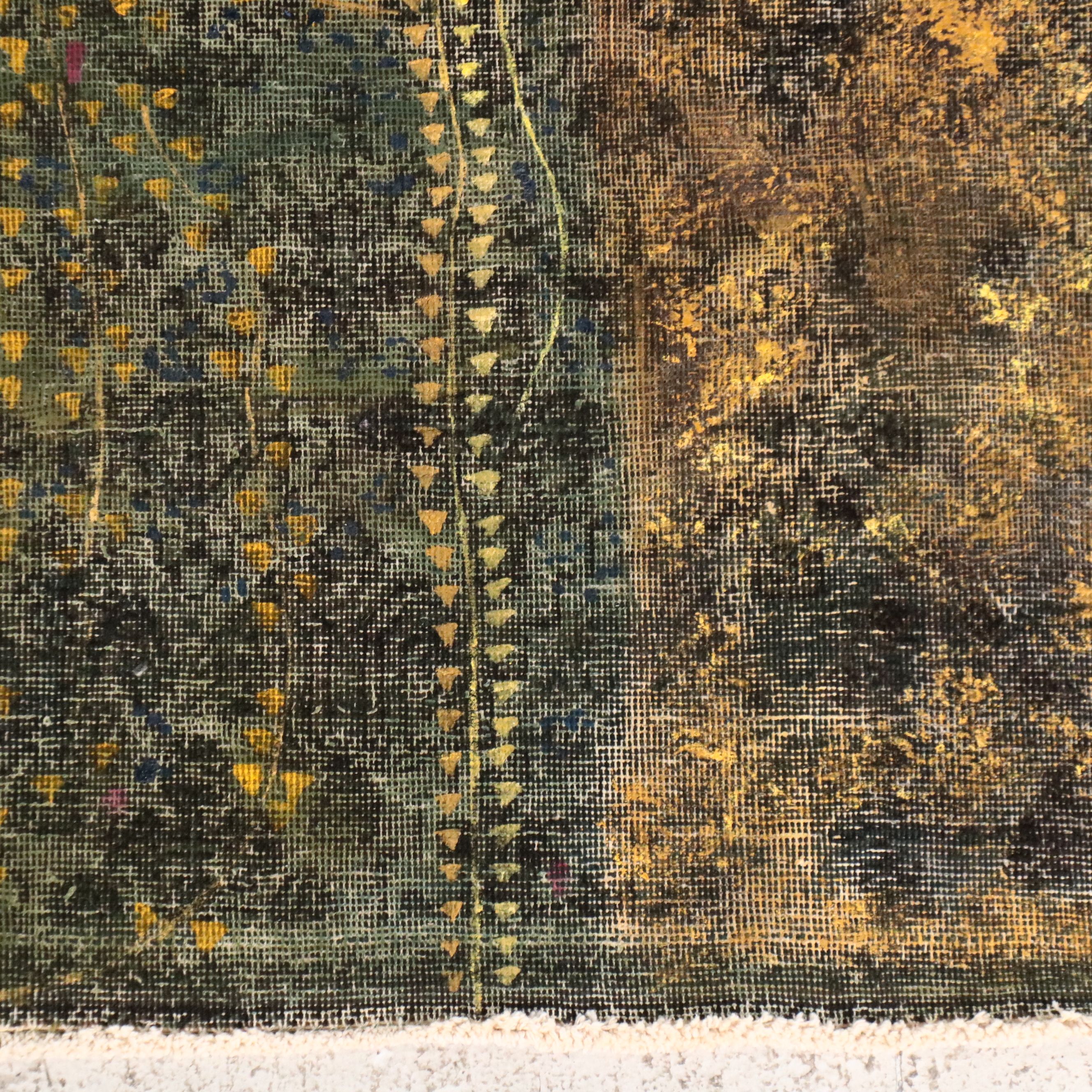4'10 x 8'1 Hand-Knotted Painted Persian Area Rug After Gustav Klimt's "The Kiss"