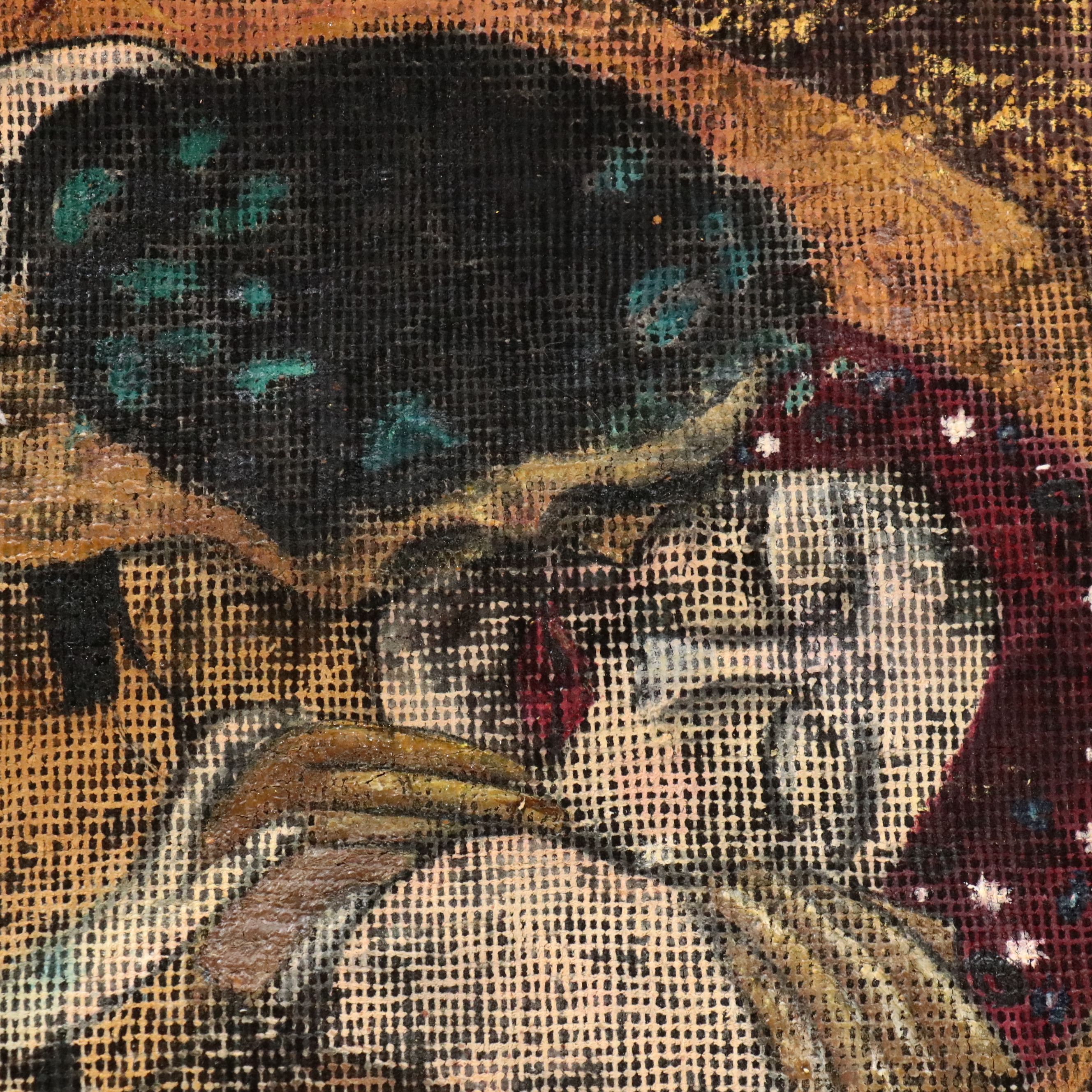 4'10 x 8'1 Hand-Knotted Painted Persian Area Rug After Gustav Klimt's "The Kiss"