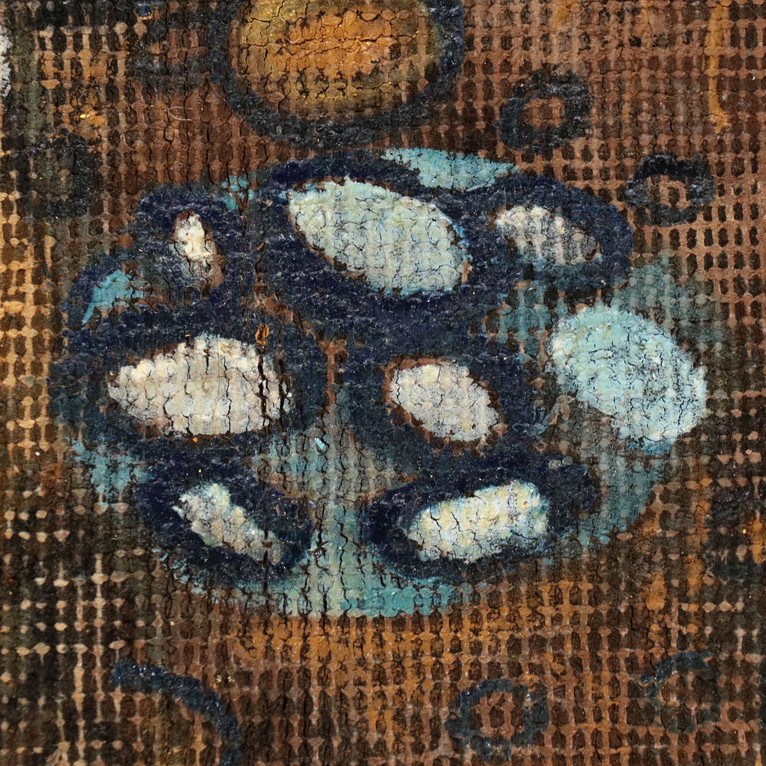 4'10 x 8'1 Hand-Knotted Painted Persian Area Rug After Gustav Klimt's "The Kiss"