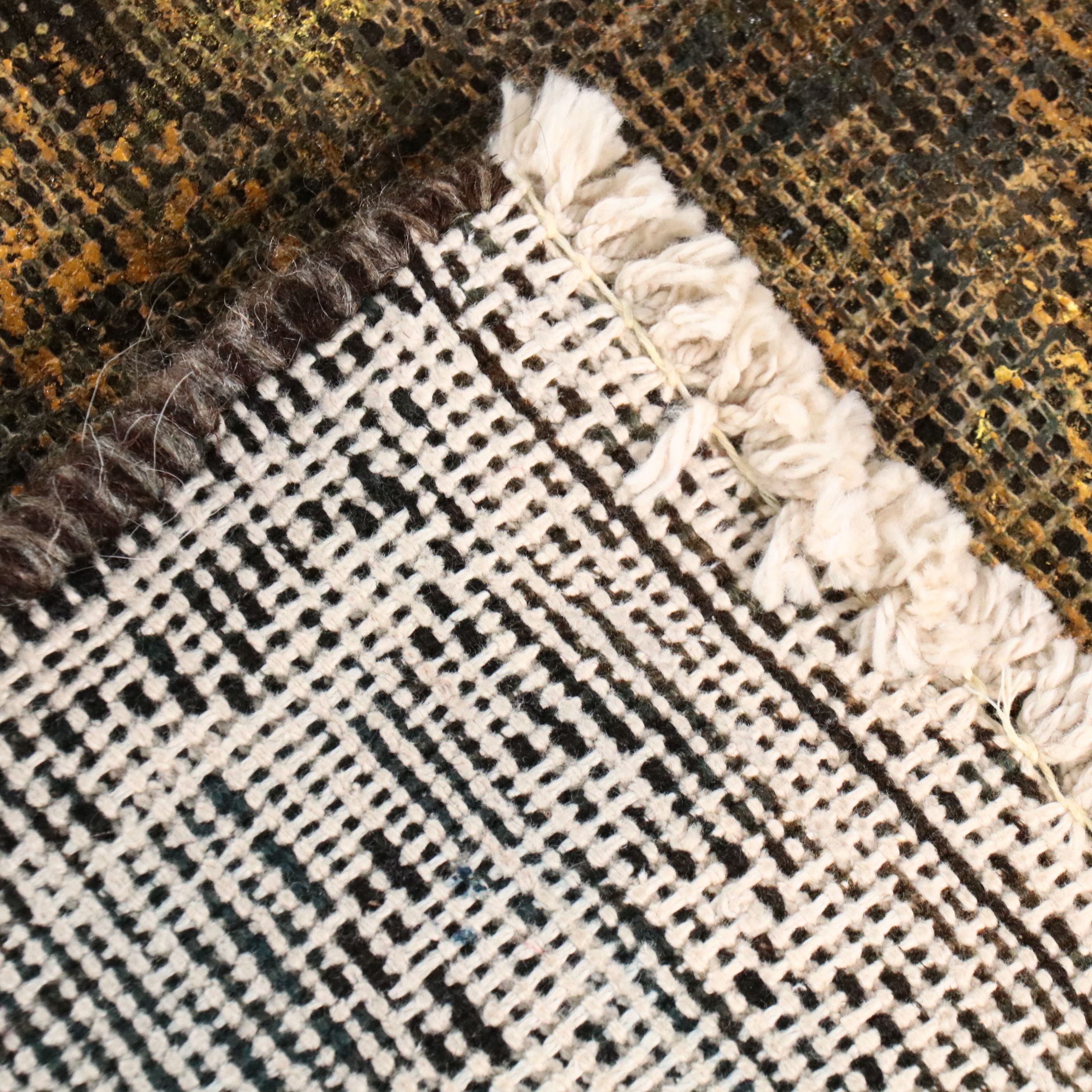 4'10 x 8'1 Hand-Knotted Painted Persian Area Rug After Gustav Klimt's "The Kiss"