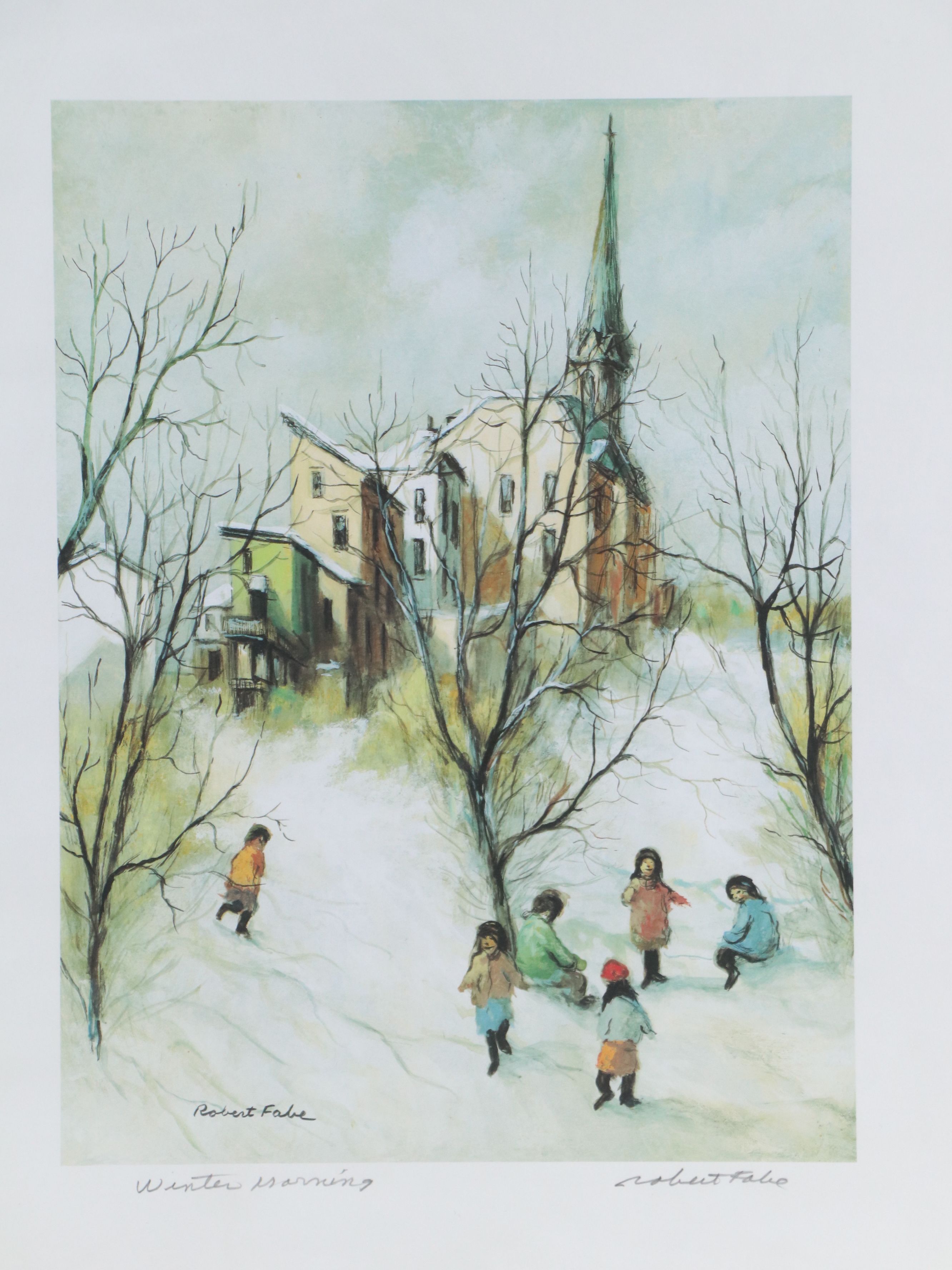 Robert Fabe Offset Lithograph "Winter Morning," Mid to Late 20th Century