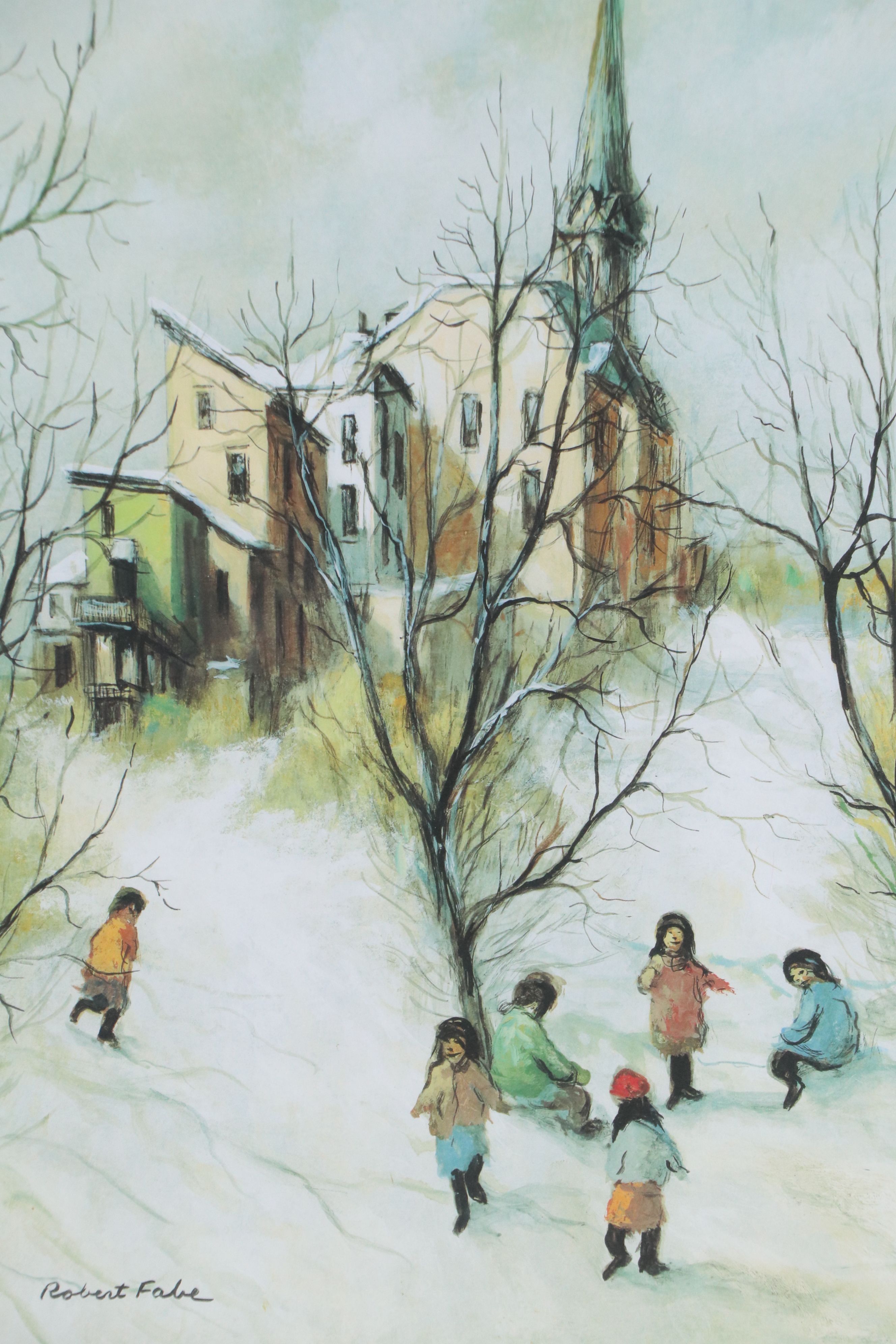 Robert Fabe Offset Lithograph "Winter Morning," Mid to Late 20th Century