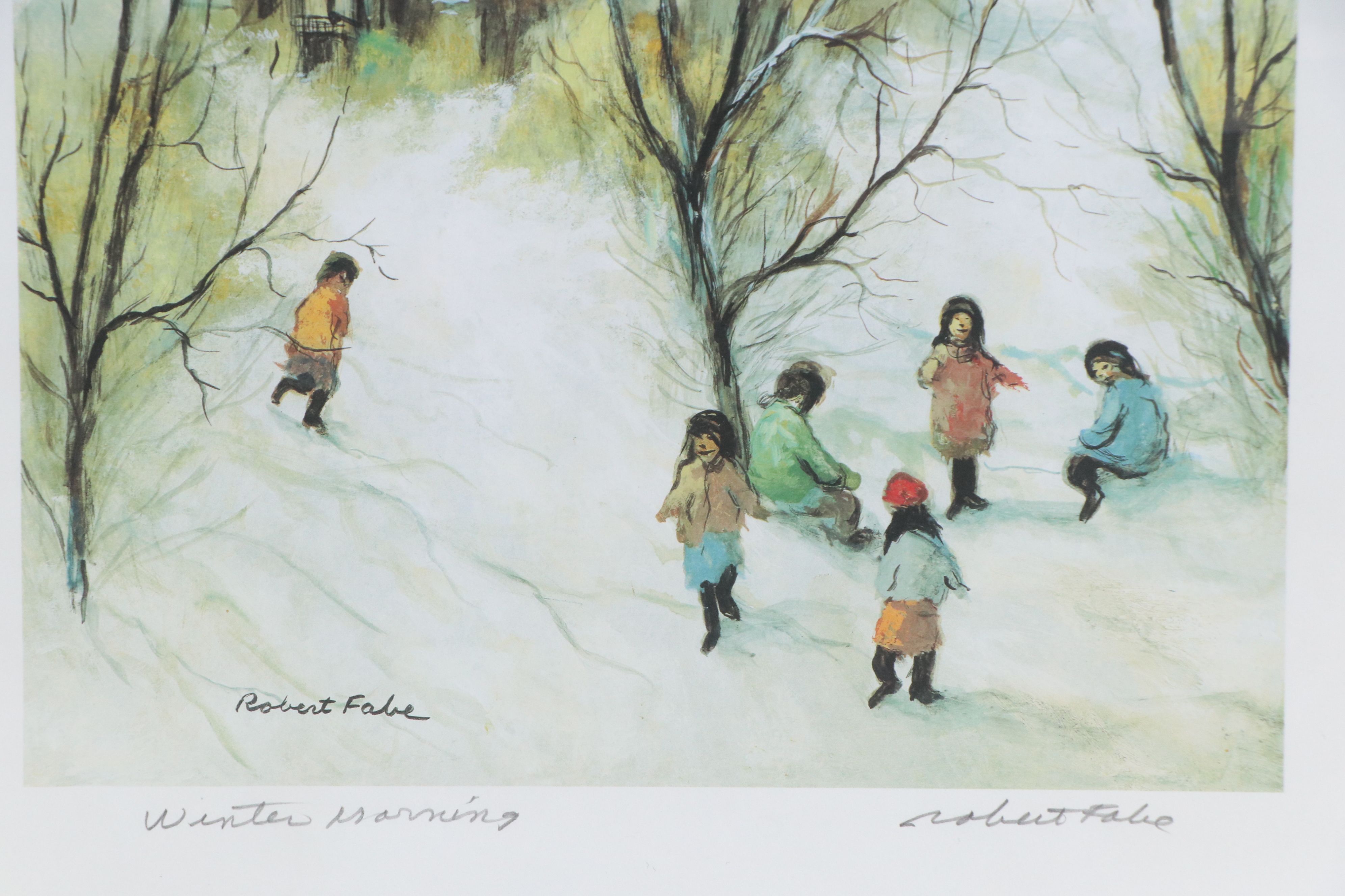 Robert Fabe Offset Lithograph "Winter Morning," Mid to Late 20th Century