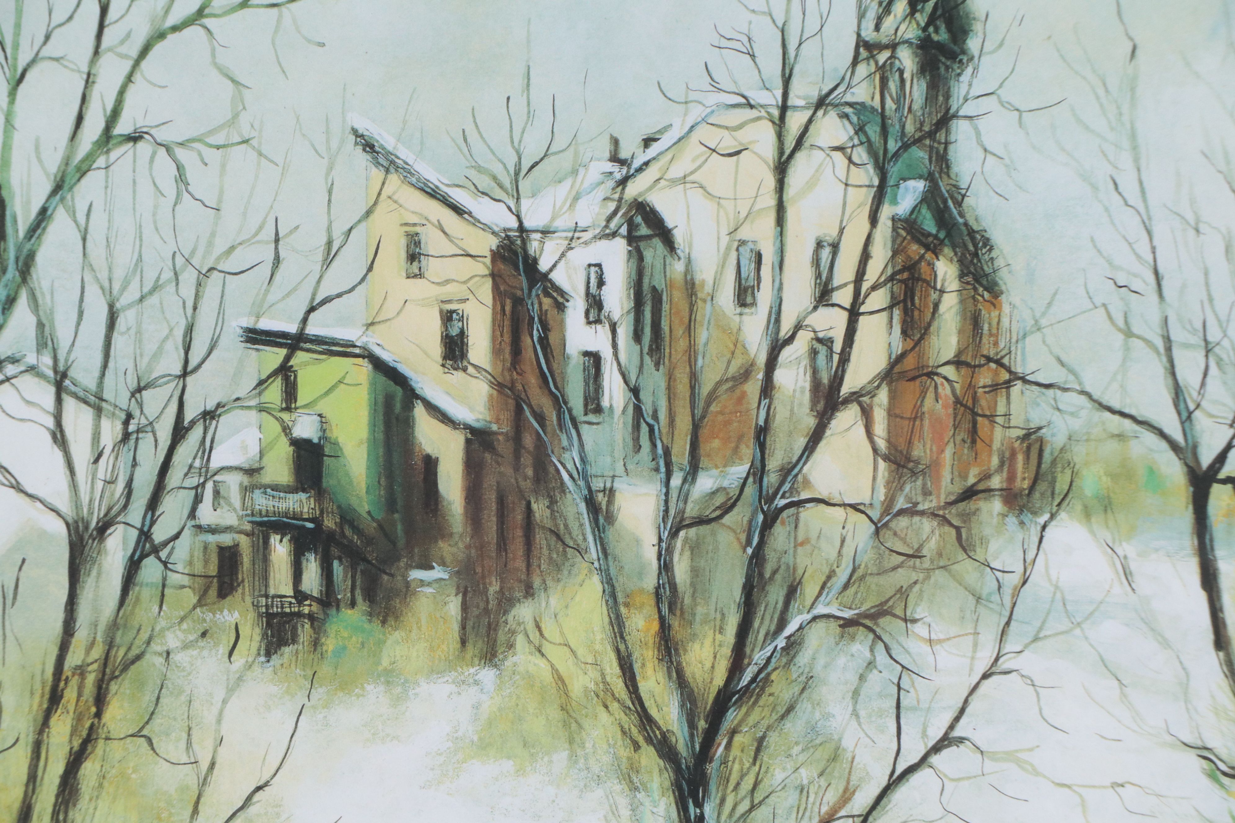 Robert Fabe Offset Lithograph "Winter Morning," Mid to Late 20th Century