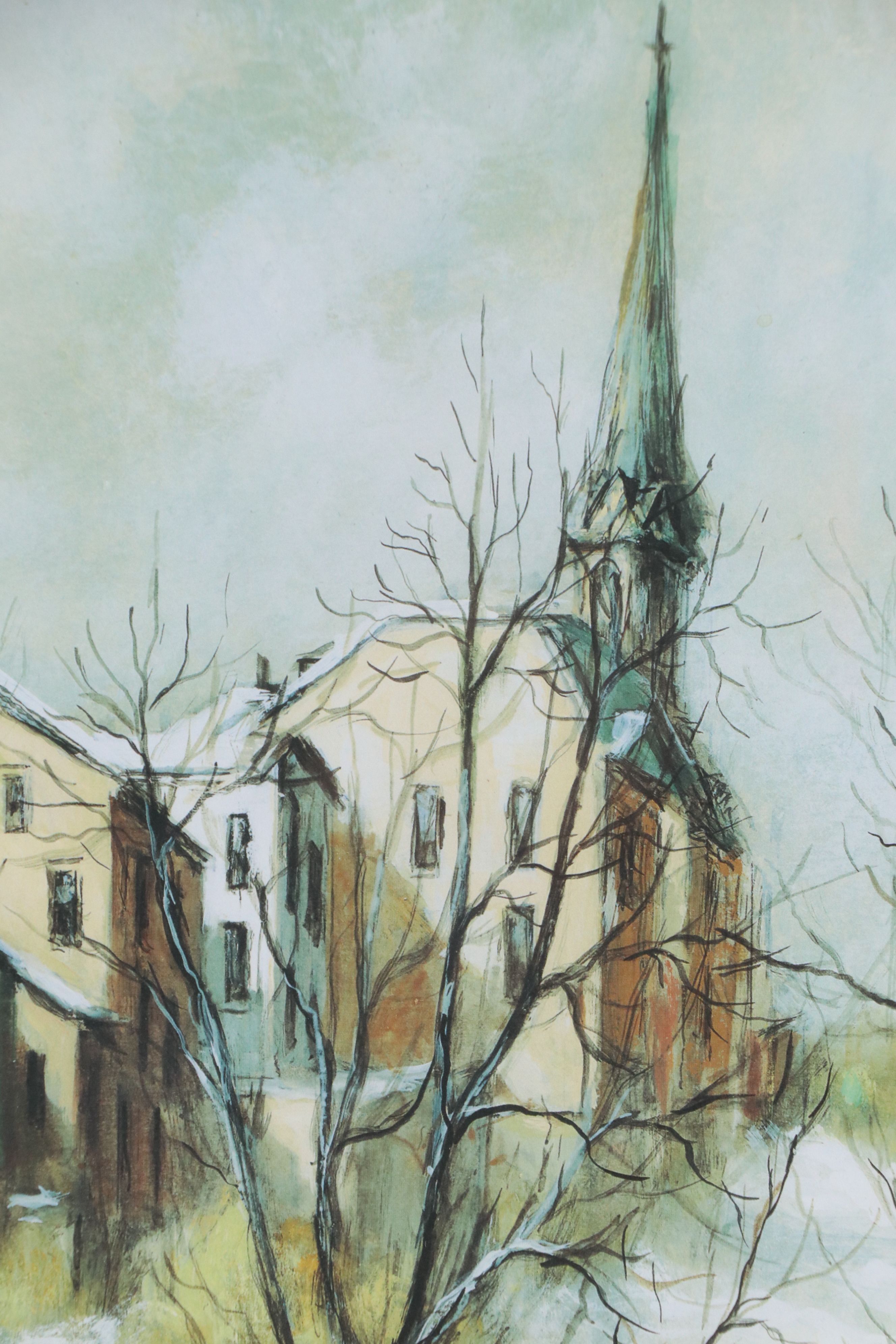 Robert Fabe Offset Lithograph "Winter Morning," Mid to Late 20th Century