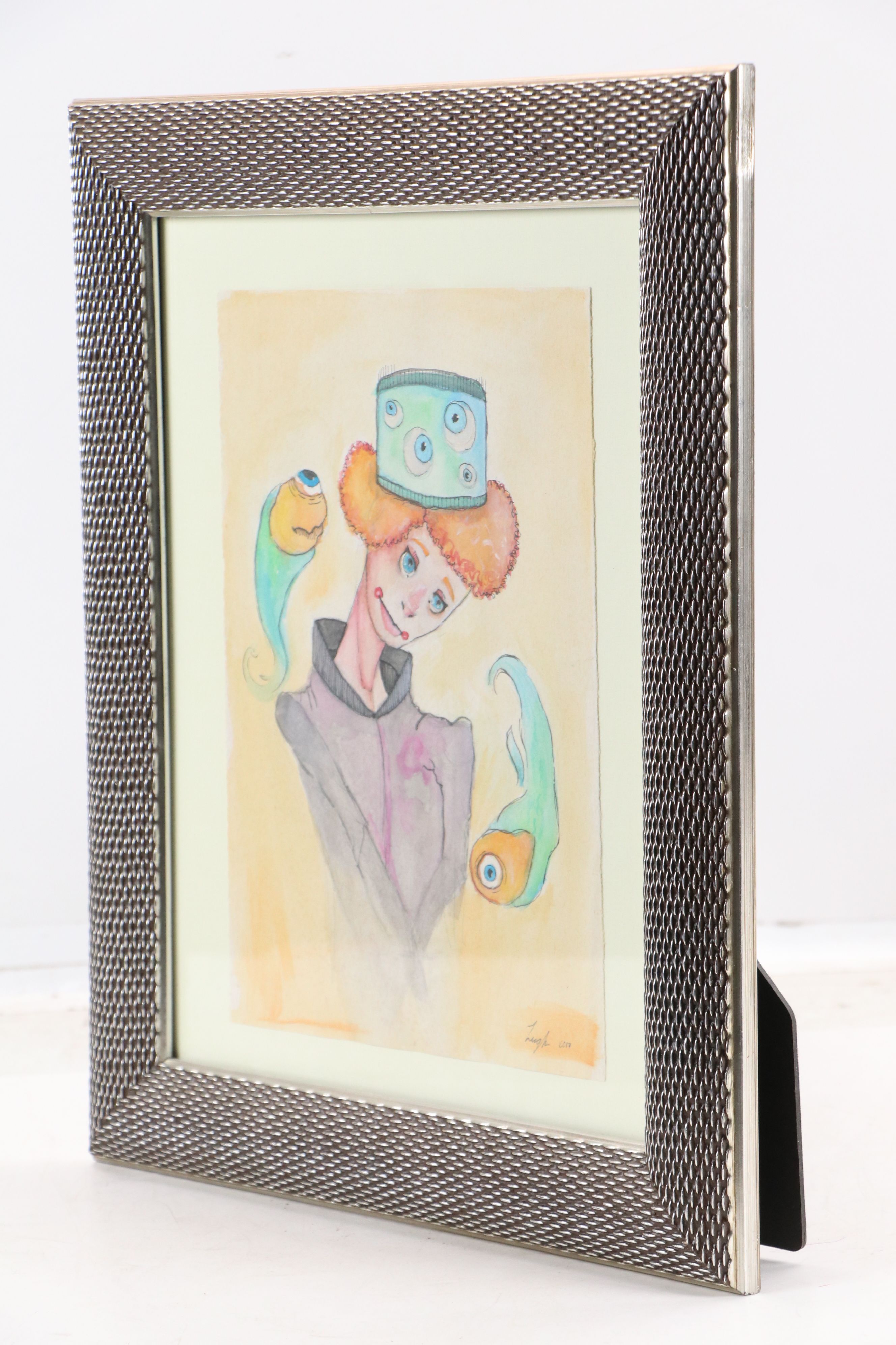 Watercolor Portrait of Whimsical Figure, 2017