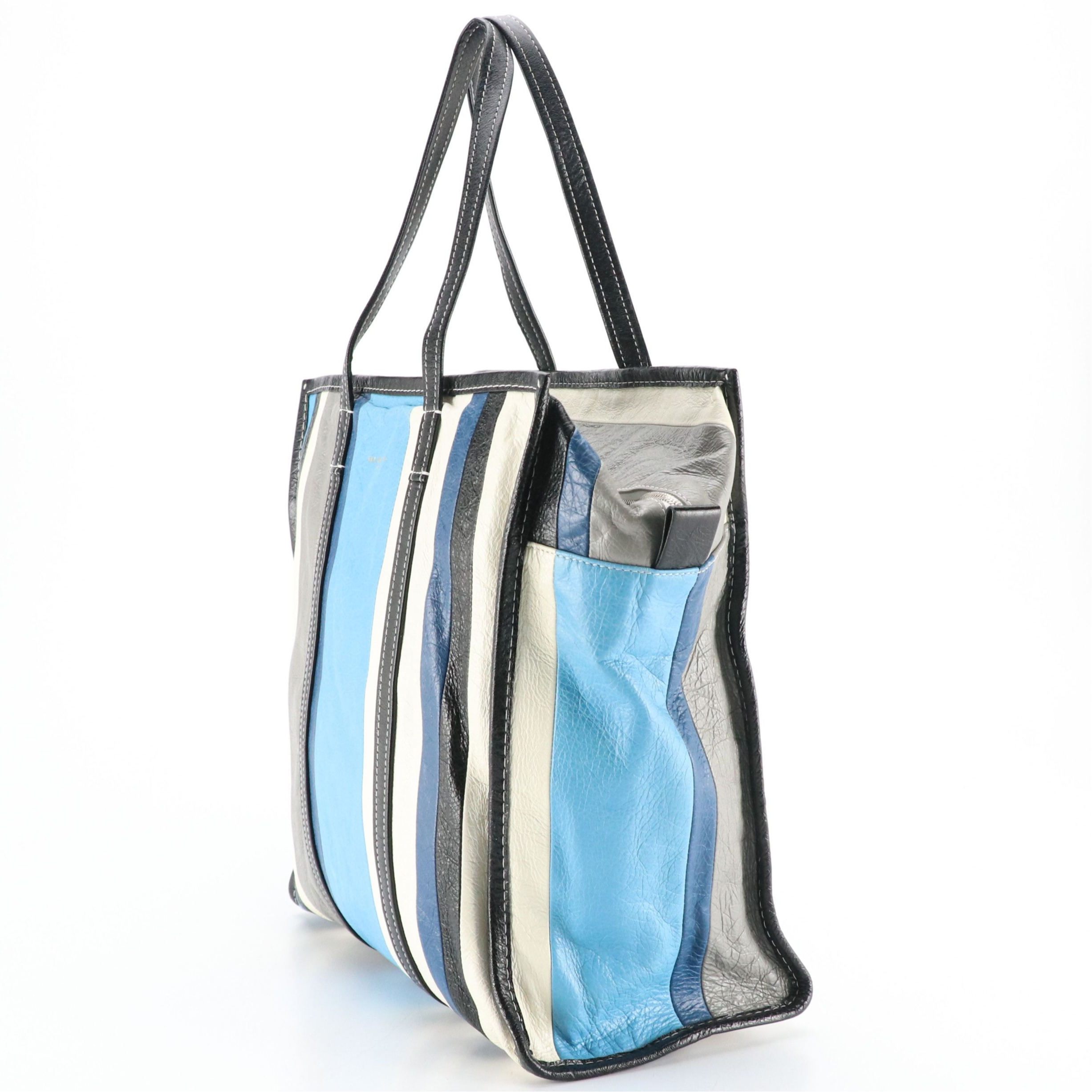 Balenciaga Bazar Shopper Tote in Black, Gray, White, and Blue Leather