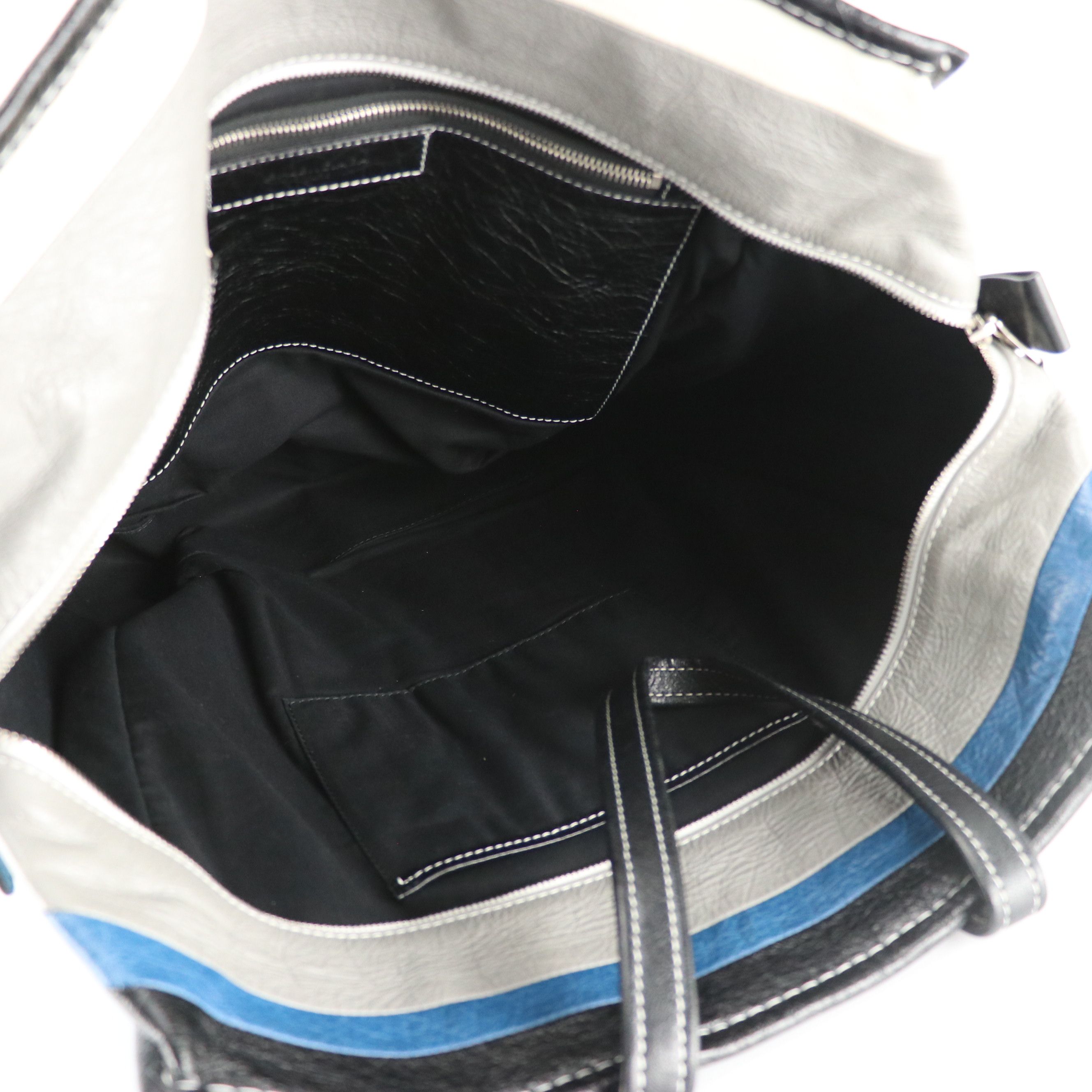 Balenciaga Bazar Shopper Tote in Black, Gray, White, and Blue Leather