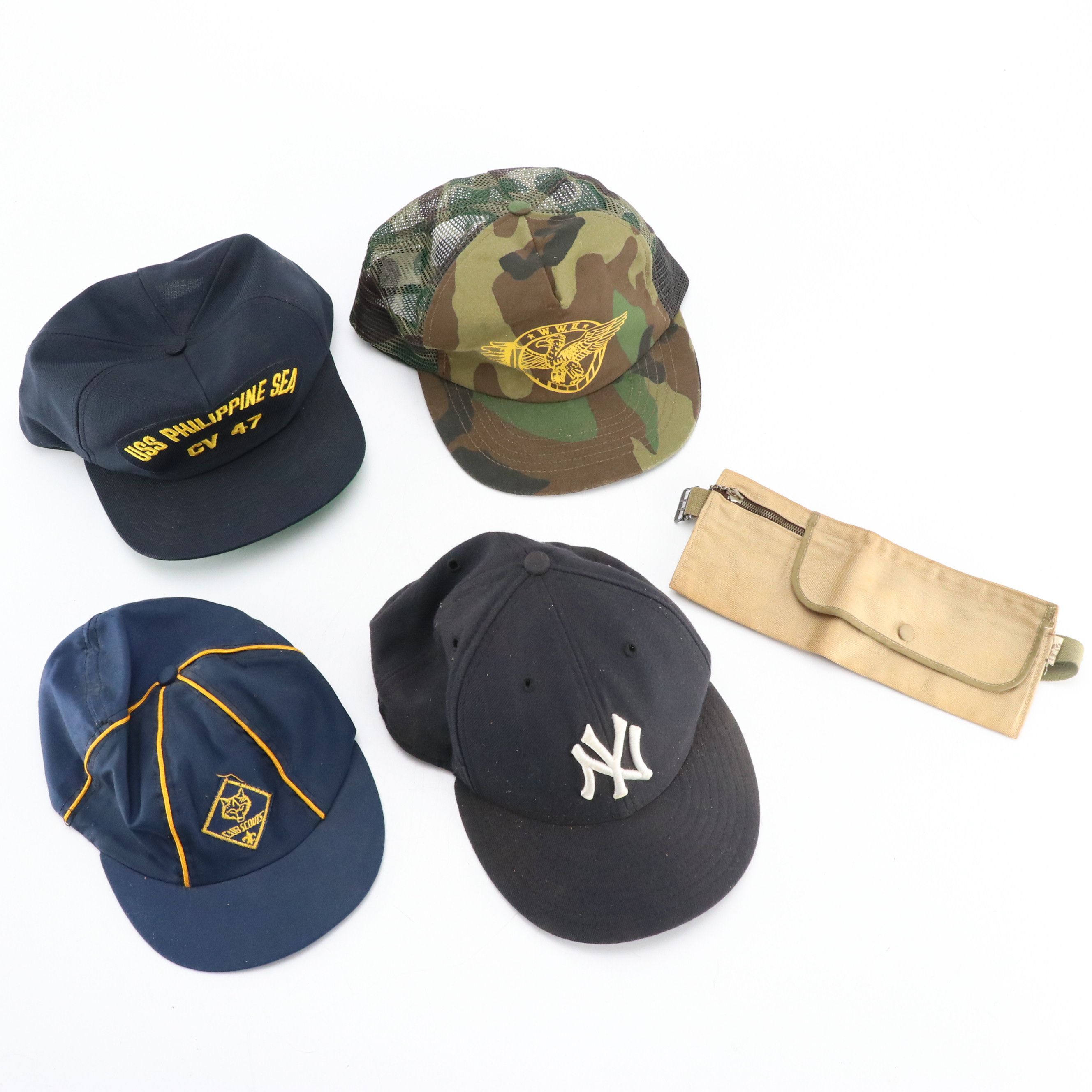 Men's USS Philippine Sea, WWII, Cub Scouts and Other Baseball Hats & Pouch