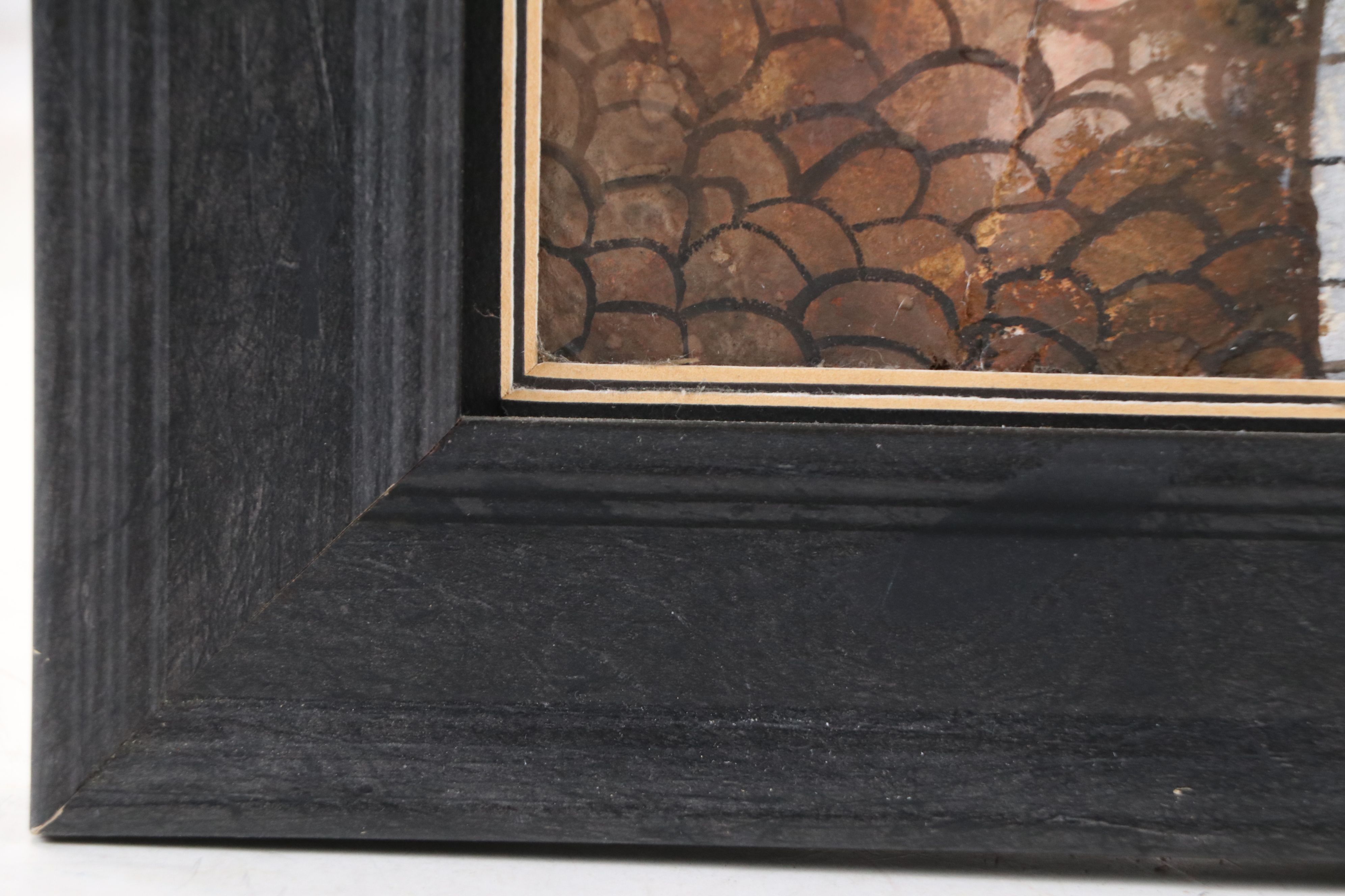 Mixed Media Painting of Rustic Village Street, 2000