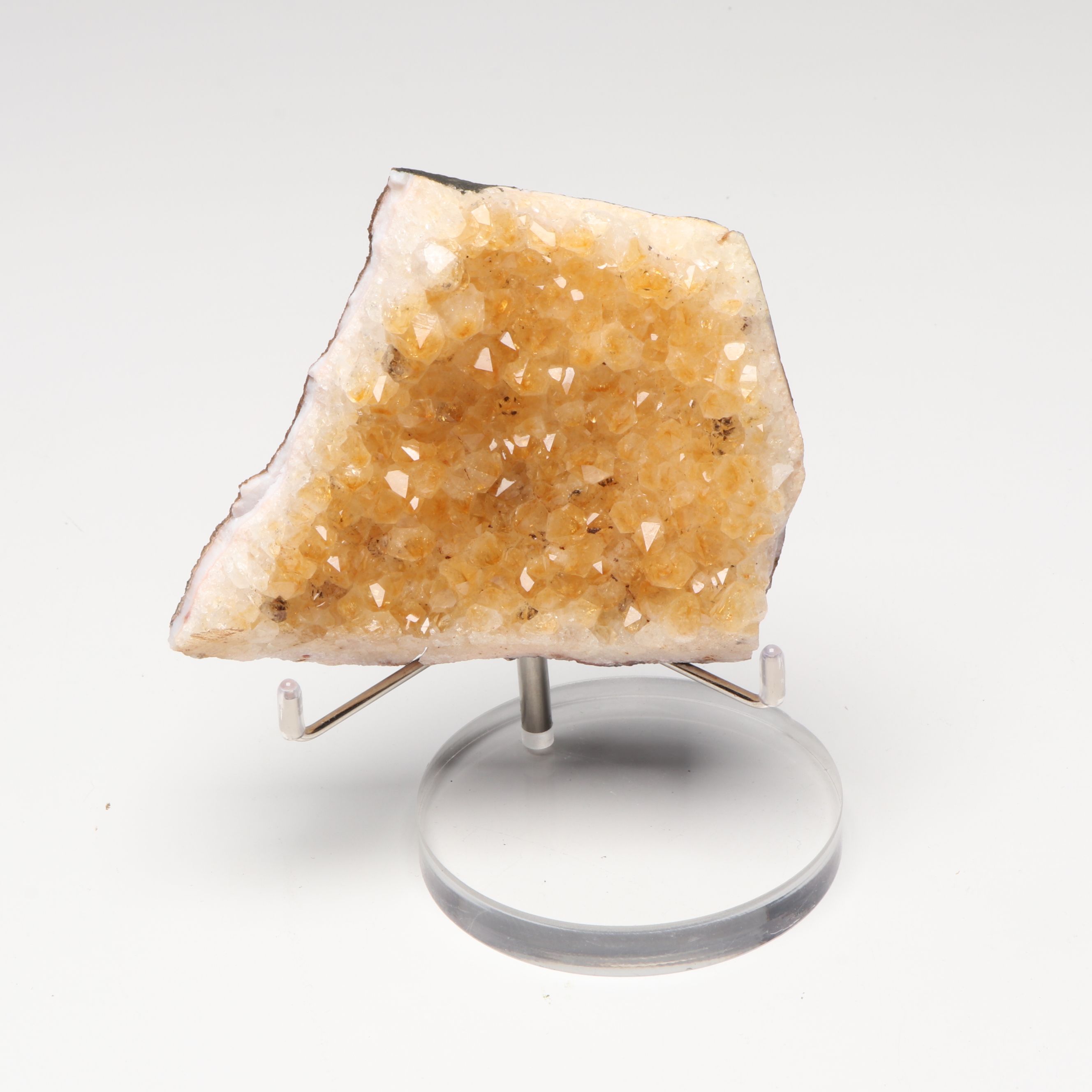 Mounted and Stabilized Amethyst Geode with Citrine Specimen