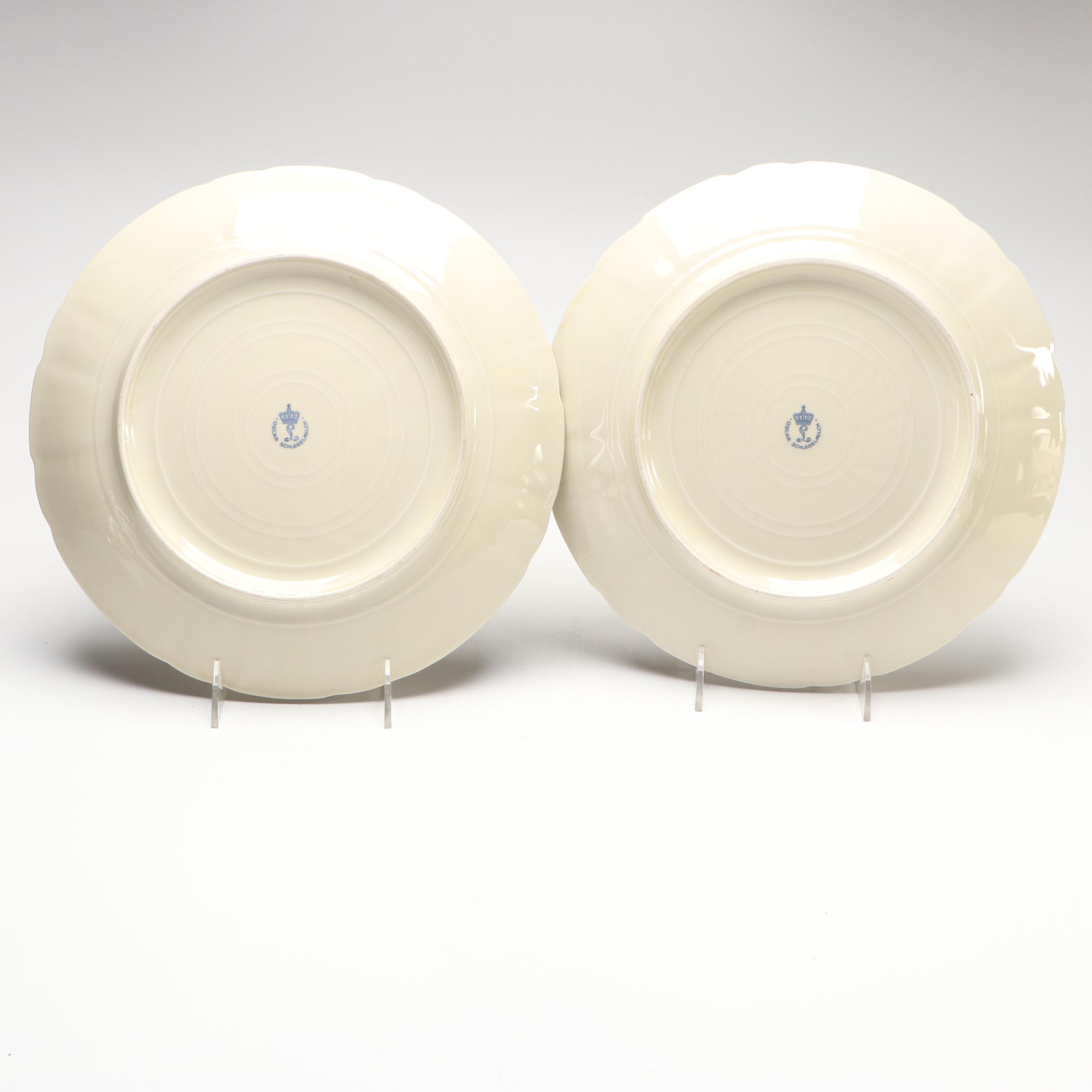 Oscar Schlegelmilch Gilt Scalloped Rim Porcelain Plates