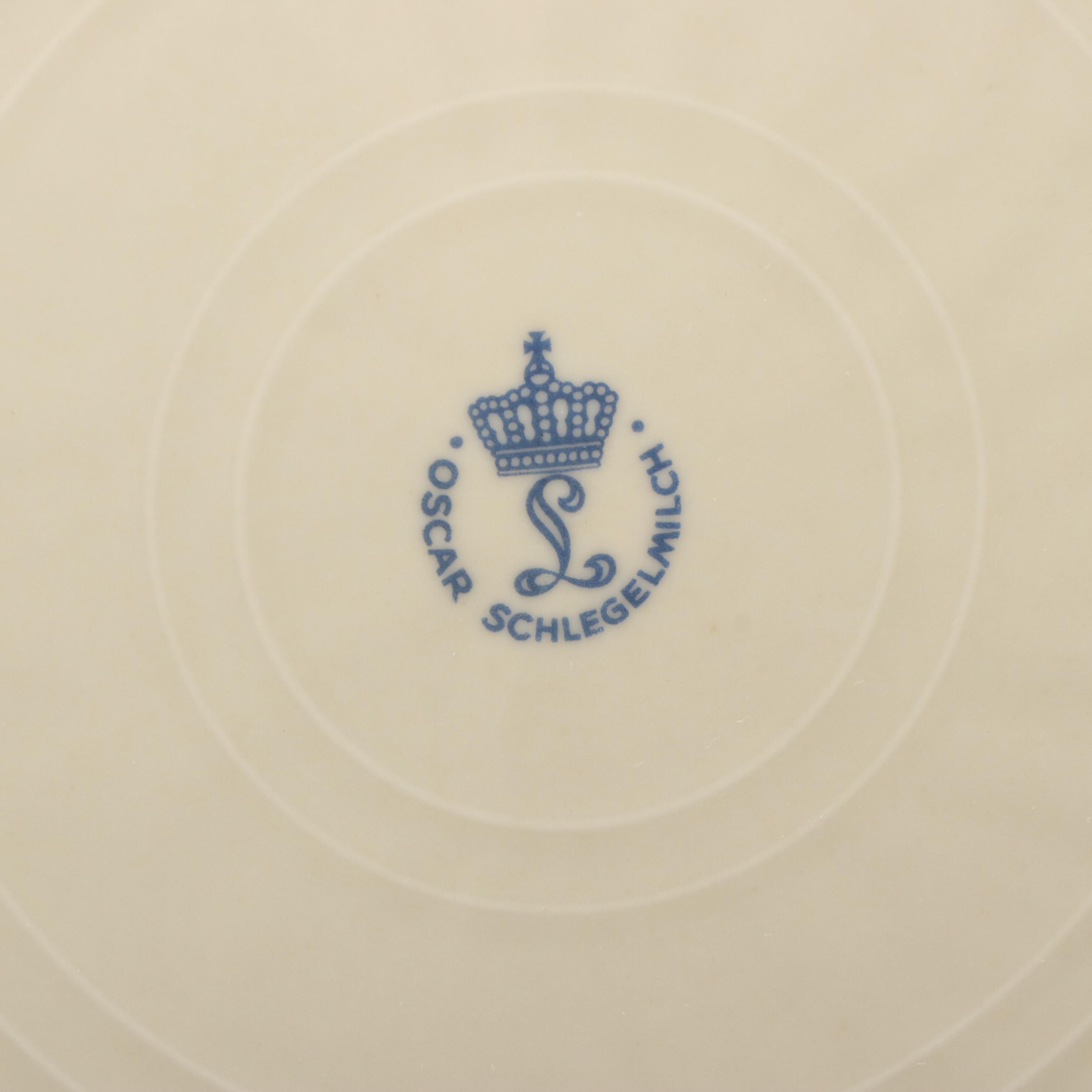 Oscar Schlegelmilch Gilt Scalloped Rim Porcelain Plates