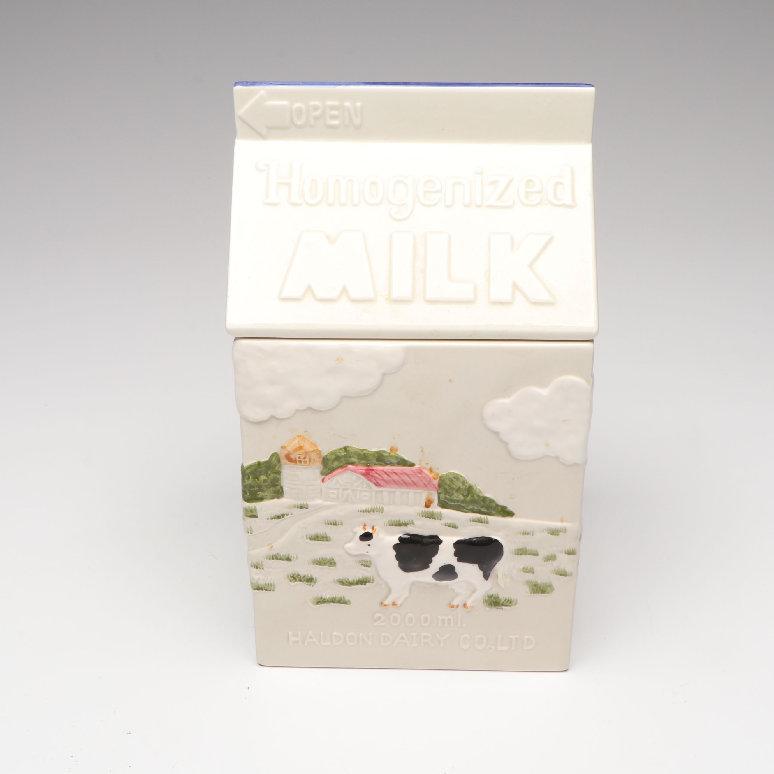 Lander, Fray & Clark Metal Coffee Mill with Novelty Milk Carton Cookie Jar