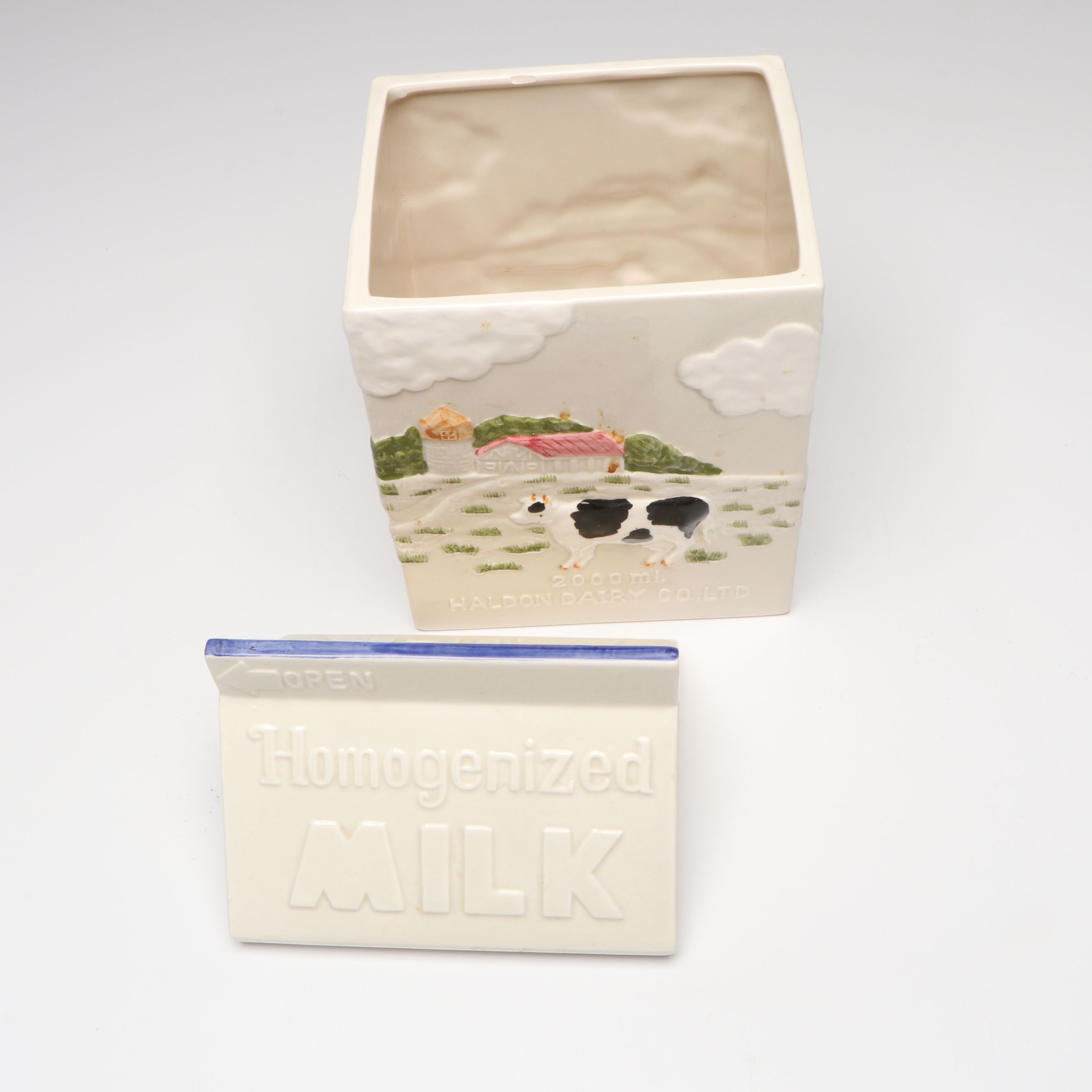 Lander, Fray & Clark Metal Coffee Mill with Novelty Milk Carton Cookie Jar