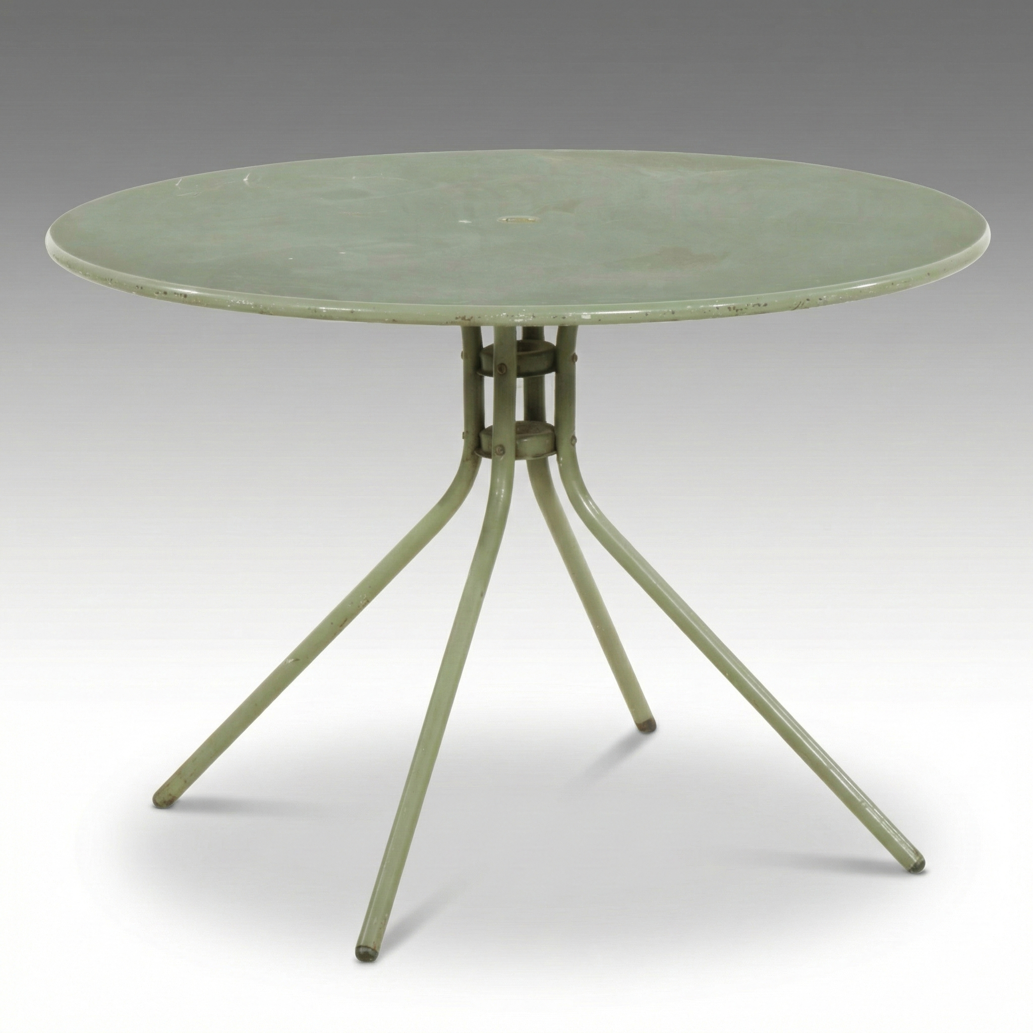 Round Painted Metal Patio Table, Mid to Late 20th Century