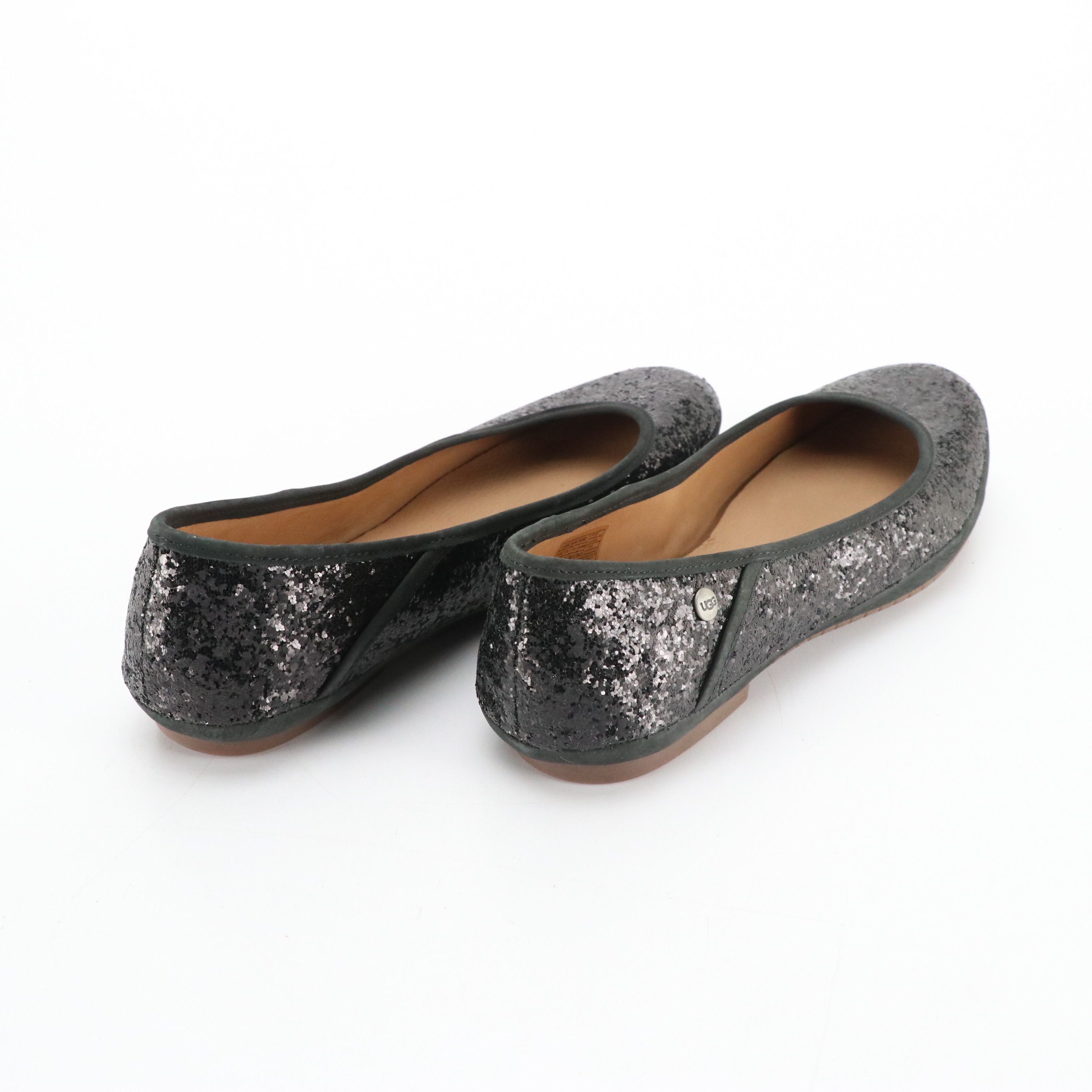 UGG Antora F8713D Glitter Ballet Flats with Shearling Detail