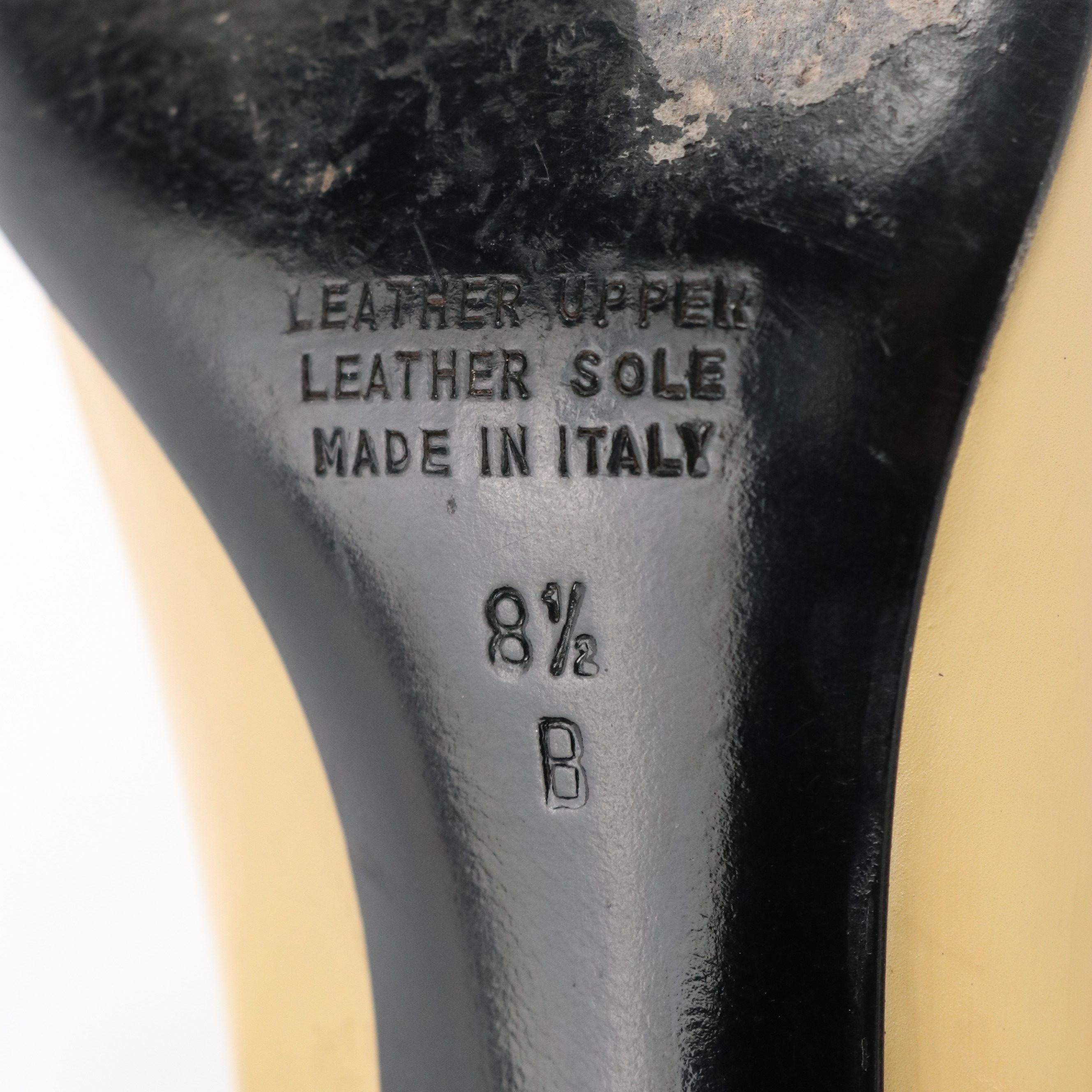 Saks Fifth Avenue Pointed-Toe Brogue Pumps in Black and Beige Calf Leather