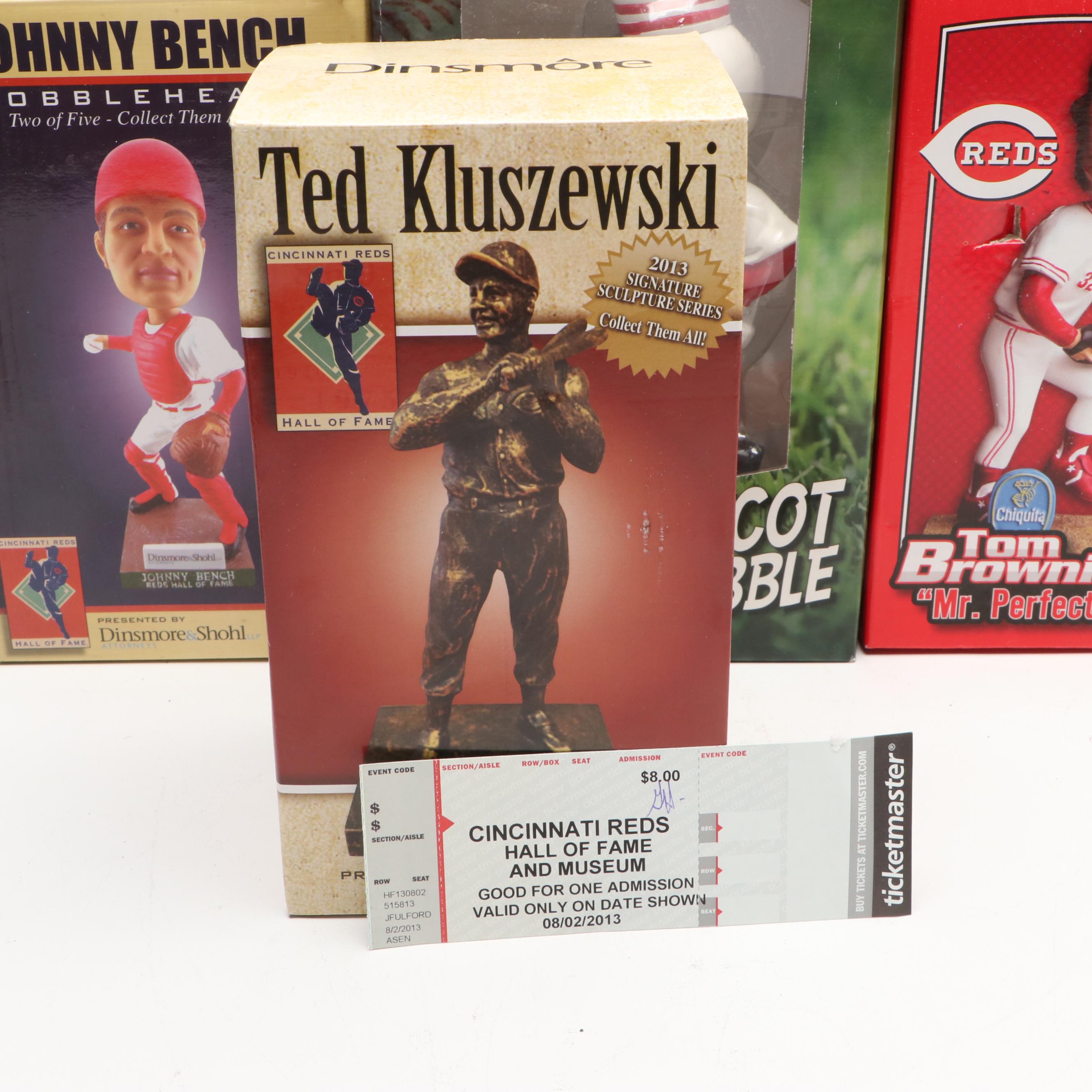Donruss Ken Griffey Jr. Card and Bobblehead with More Cincinnati Reds Figurines