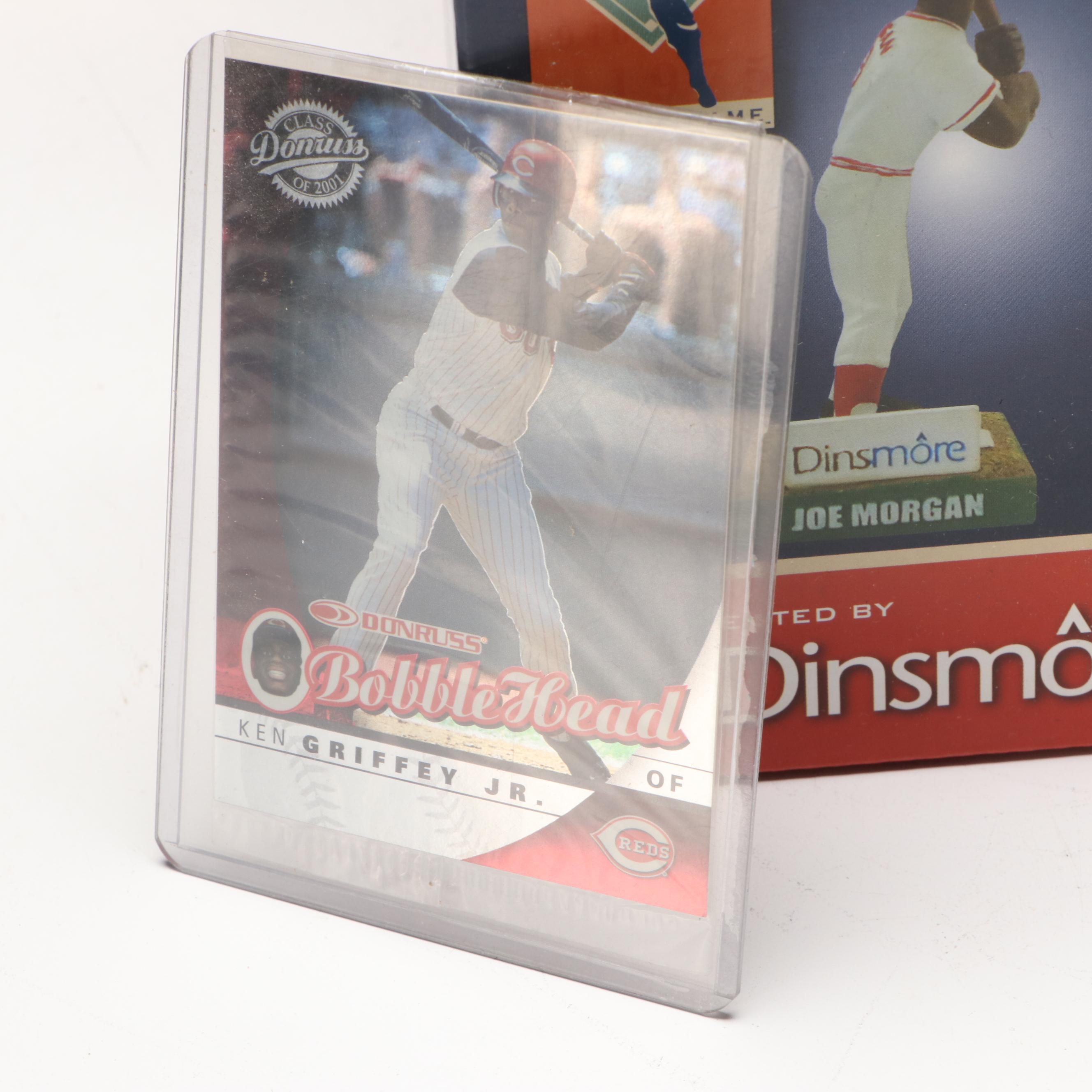 Donruss Ken Griffey Jr. Card and Bobblehead with More Cincinnati Reds Figurines