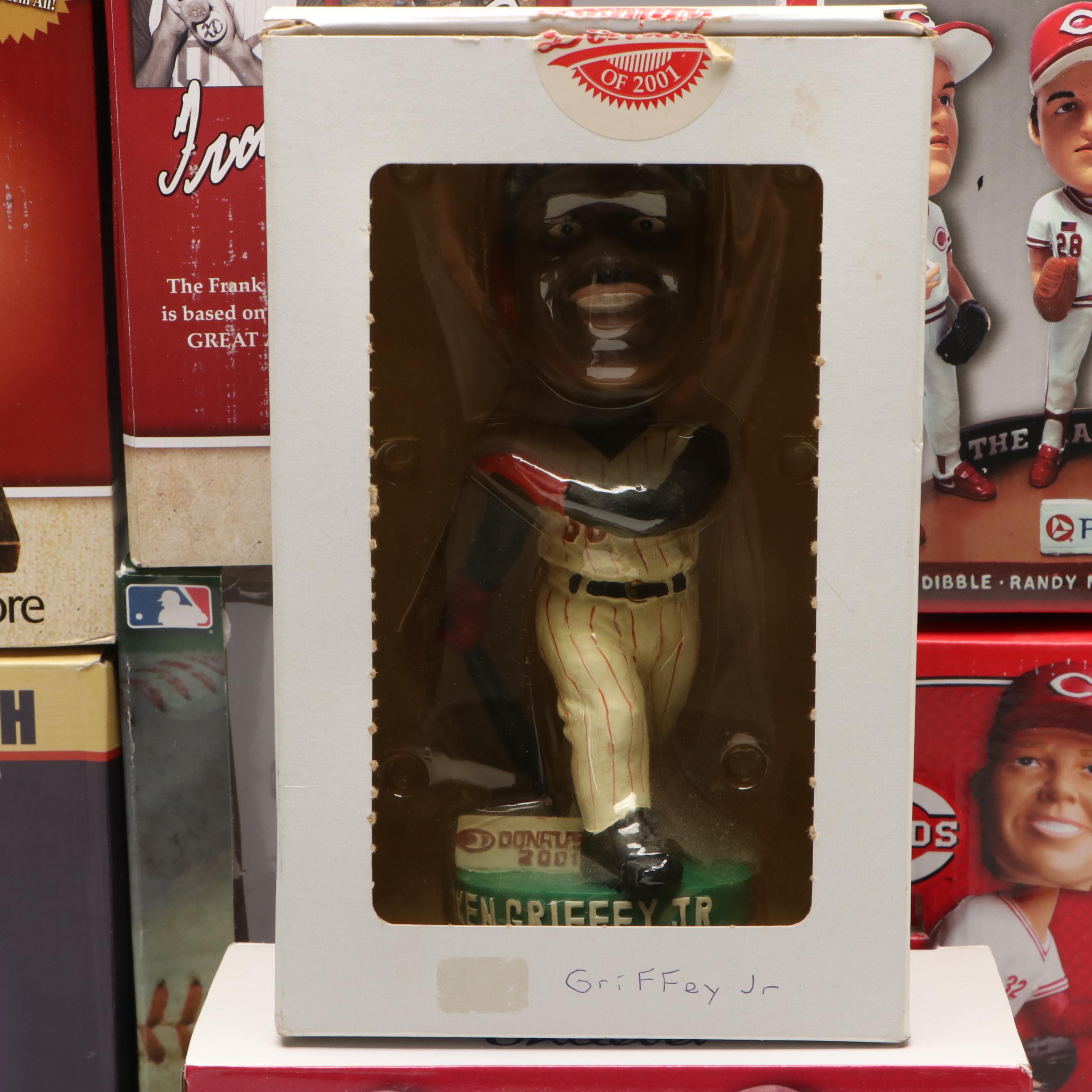 Donruss Ken Griffey Jr. Card and Bobblehead with More Cincinnati Reds Figurines