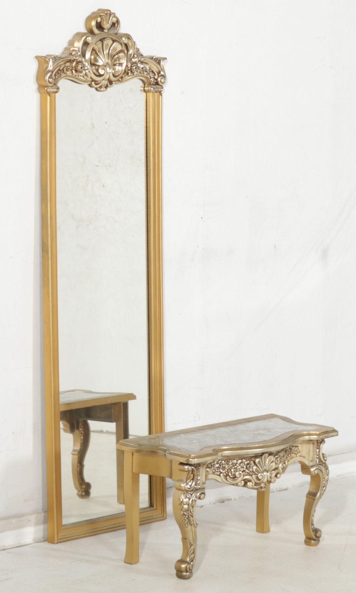 Baroque Style Pier Mirror and Table, Late 20th Century