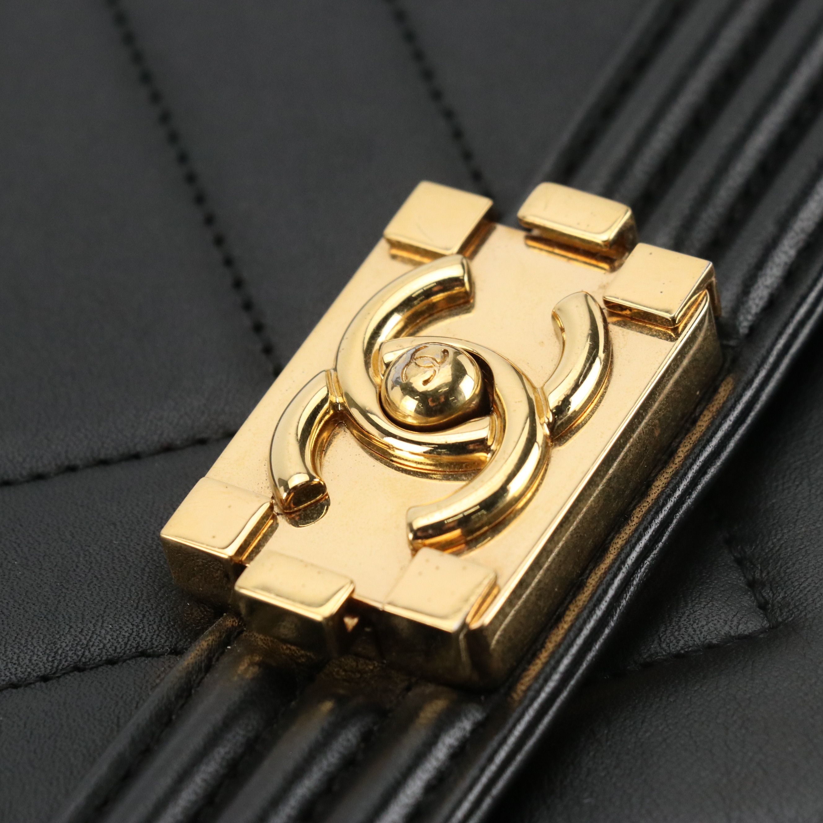 Chanel North/South Boy Flap Bag in Chevron Quilted Lambskin Leather