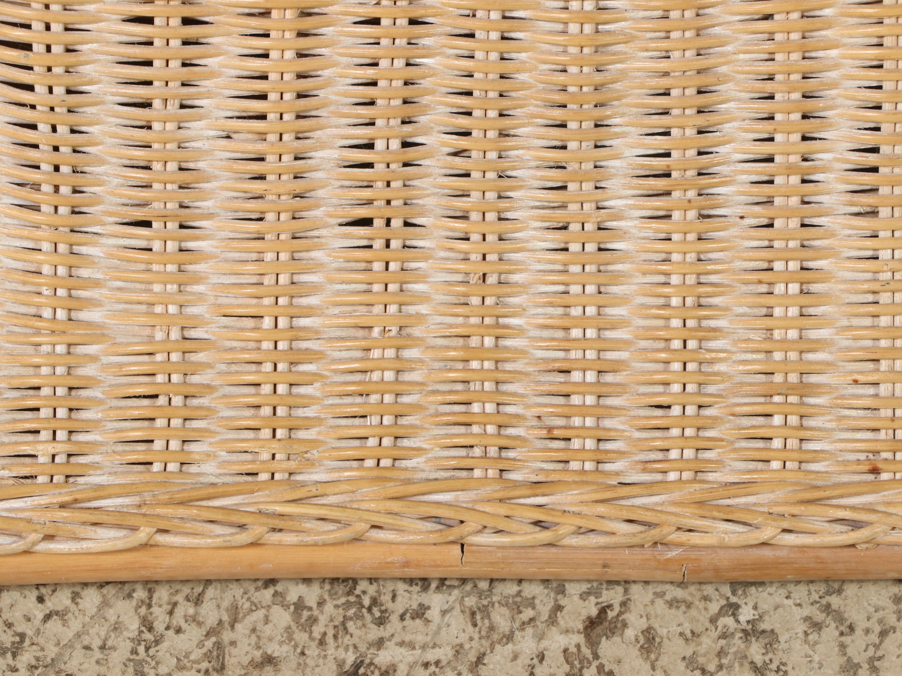 Palm Beach Regency Style Glass Top Wicker Coffee and Side Tables