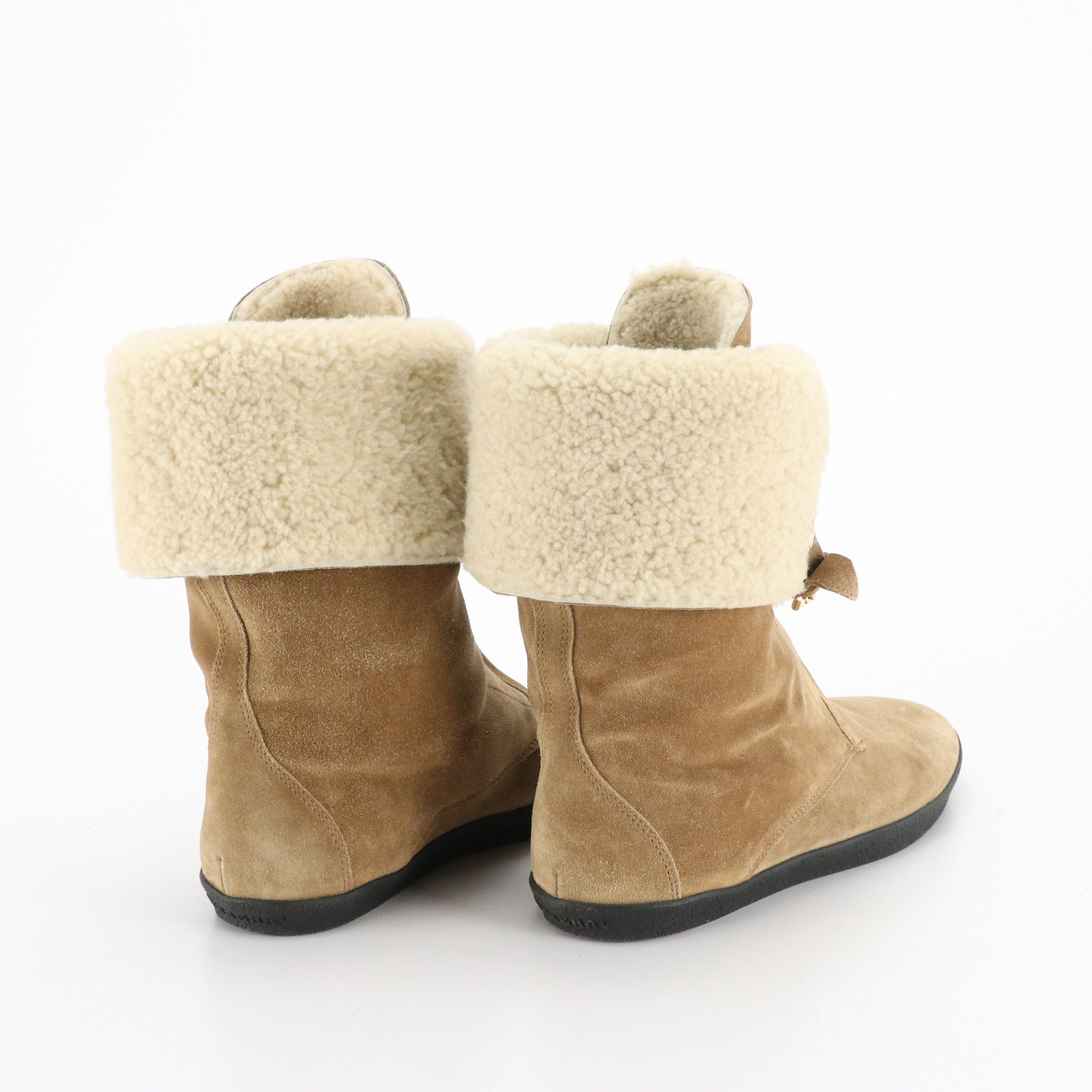 Burberry Zipper Ankle Boots in Shearling Suede