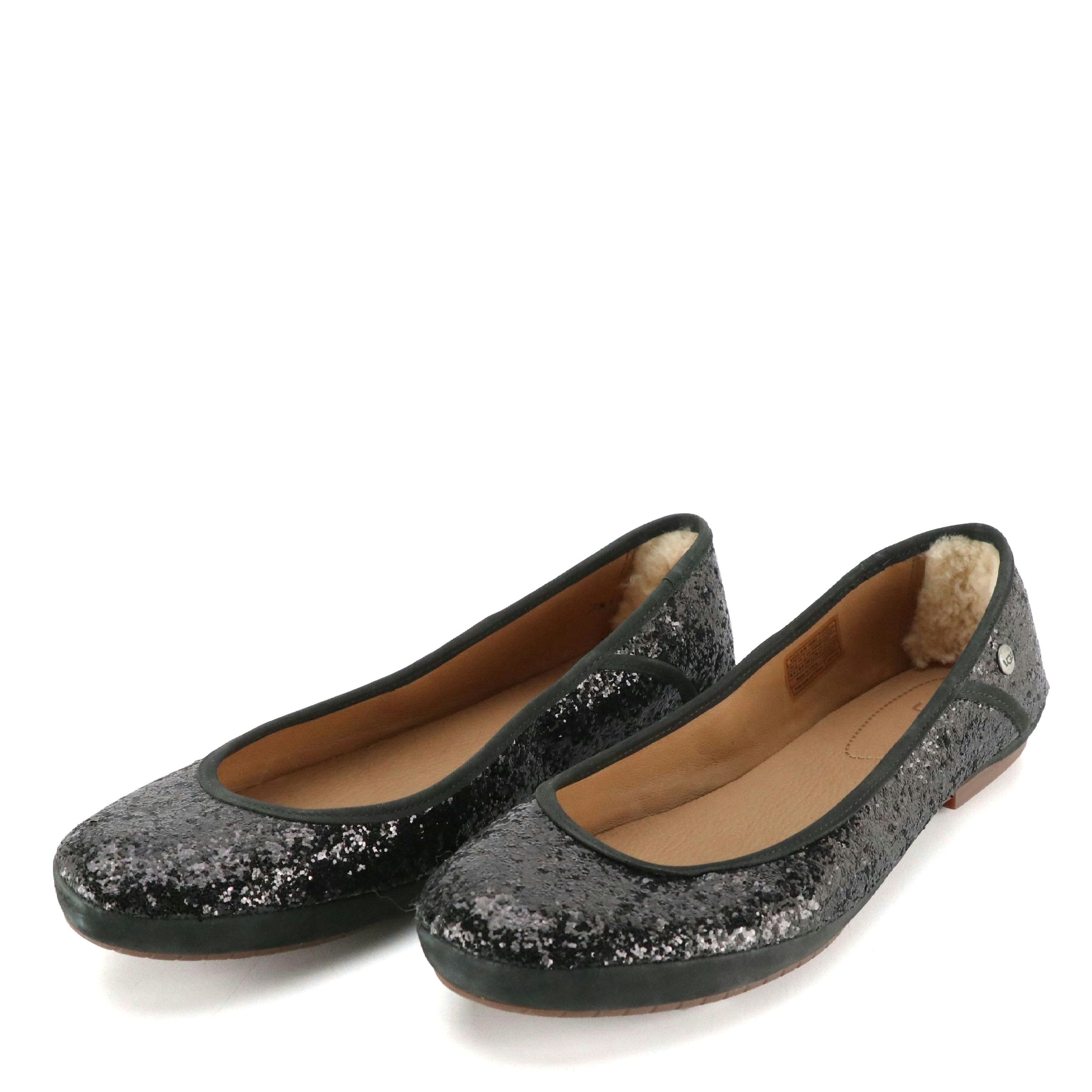 UGG Antora F8713D Glitter Ballet Flats with Shearling Detail