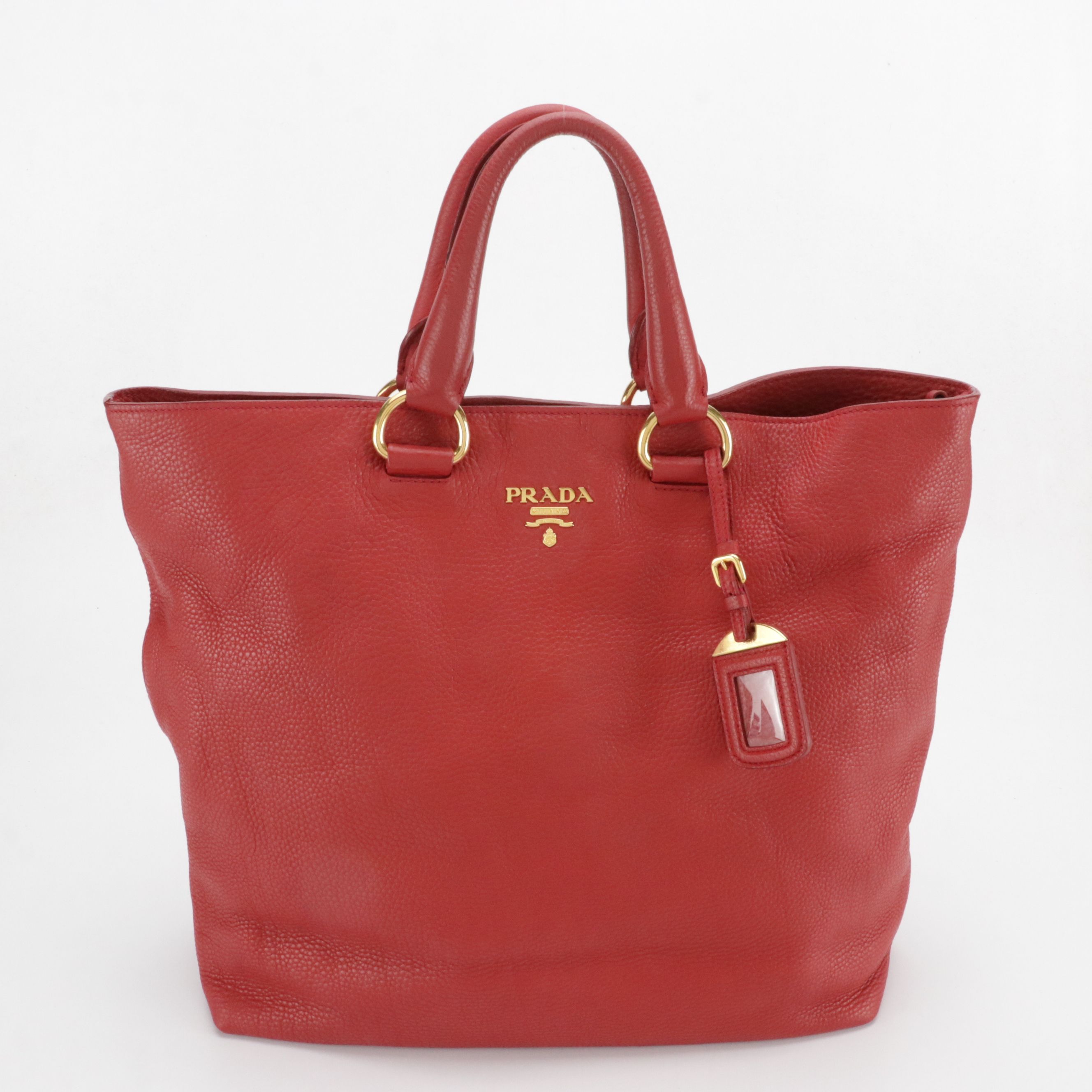 Prada Two Way Tote in Red Leather
