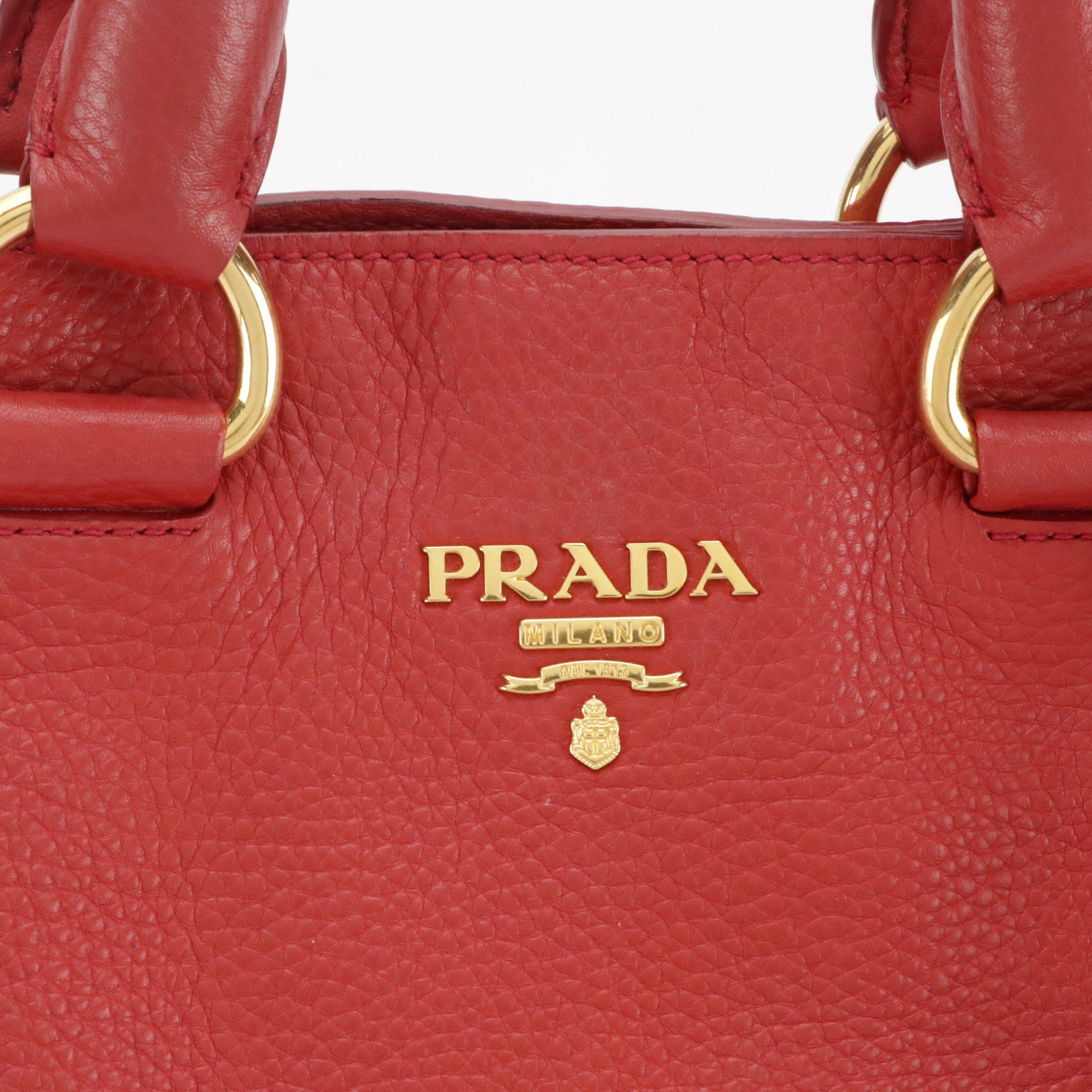 Prada Two Way Tote in Red Leather